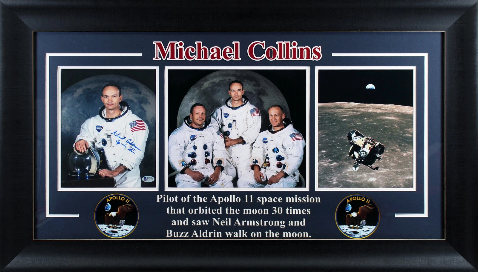 MICHAEL COLLINS APOLLO 11 AUTHENTIC SIGNED 8×10 FRAMED PHOTO BAS #D06786 COLLECTIBLE MEMORABILIA