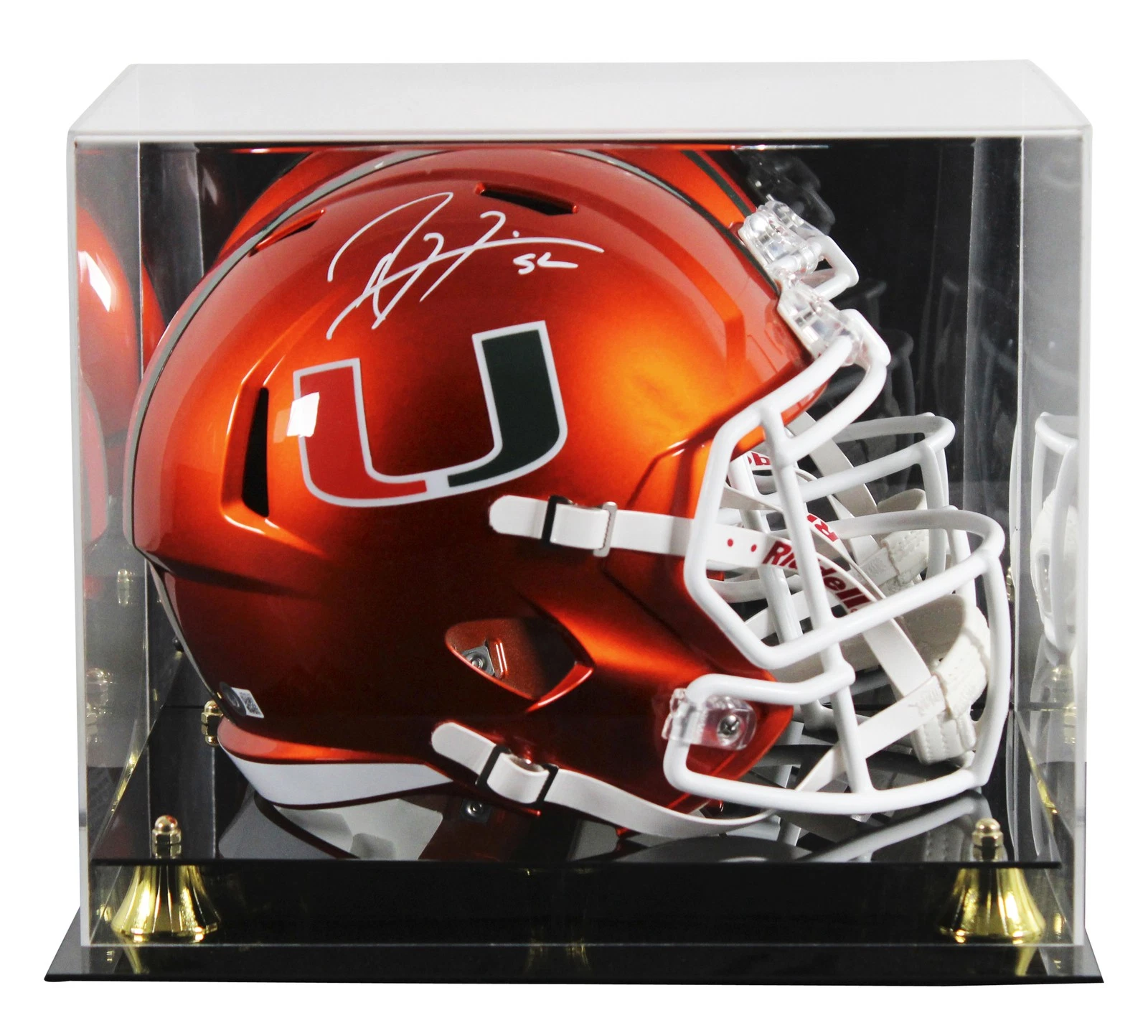 Miami Ray Lewis Signed Flash Full Size Speed Rep Helmet W/ Case BAS Witnessed