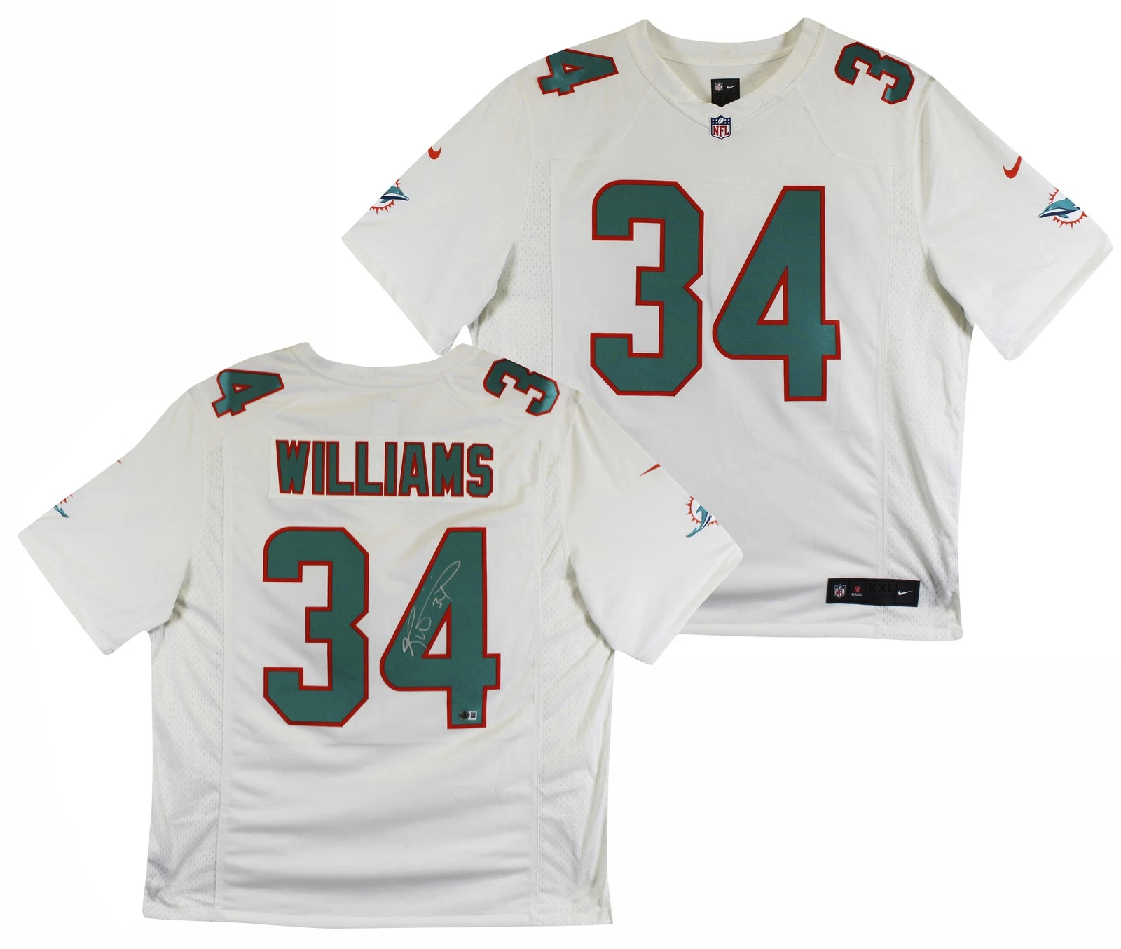 Dolphins Ricky Williams Authentic Signed White Nike Limited Jersey BAS Witnessed