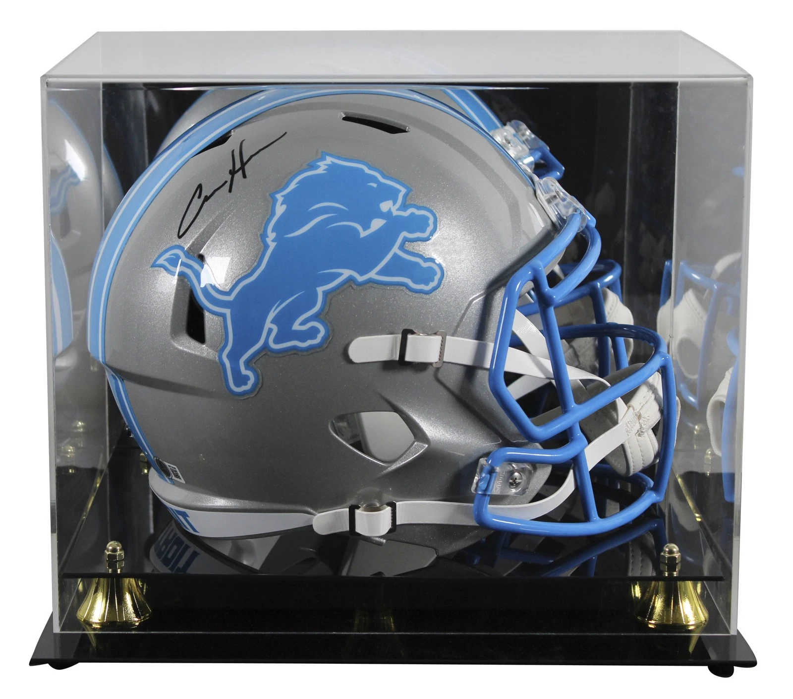 Lions Aidan Hutchinson Signed 2024 Full Size Speed Rep Helmet W/ Case BAS Wit