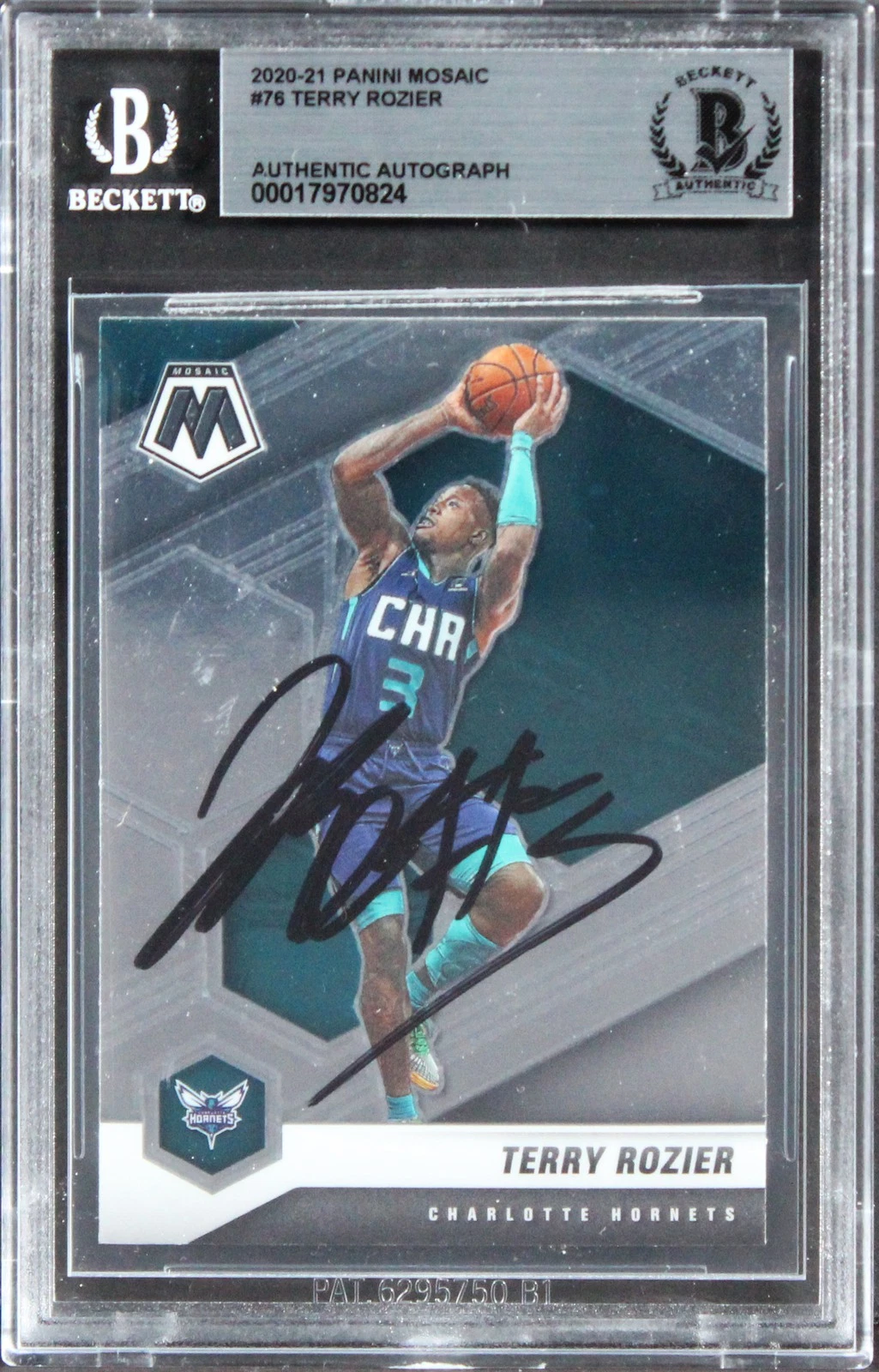 Hornets Terry Rozier Authentic Signed 2021 Panini Mosaic #76 Card BAS Slabbed