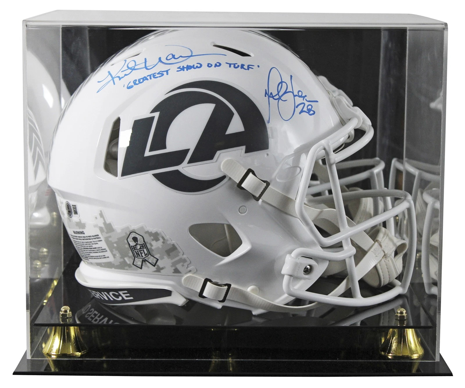 Rams (2) Faulk & Warner Signed STS III F/S Speed Proline Helmet W/ Case BAS Wit