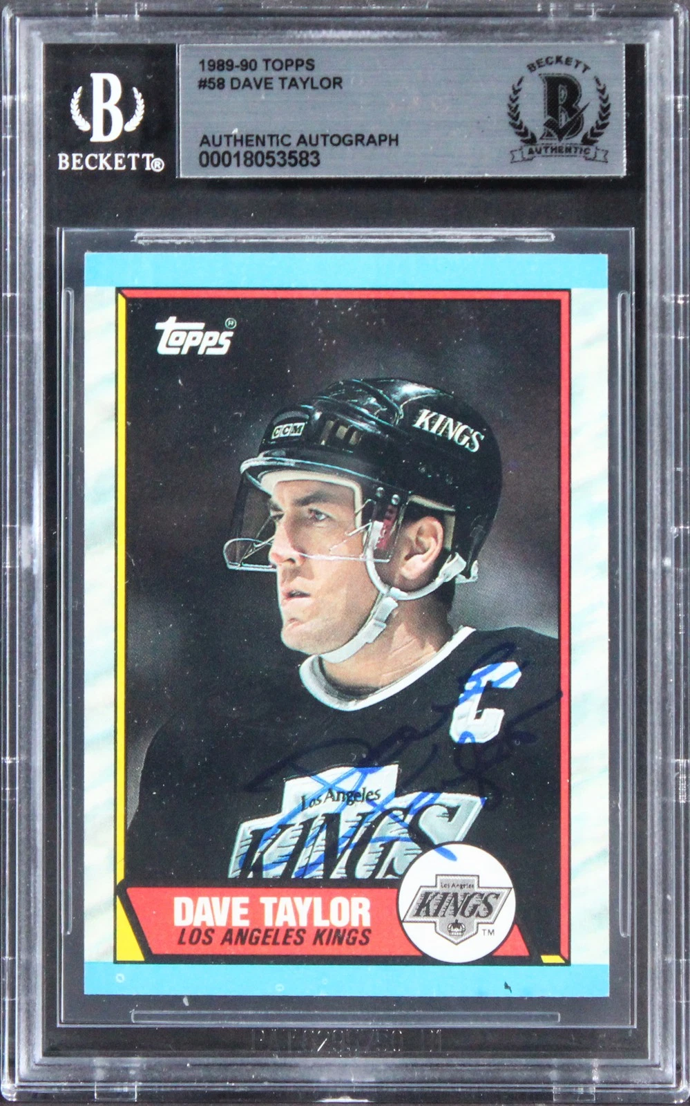 Kings Dave Taylor Authentic Signed 1989 Topps #58 Card BAS Slabbed