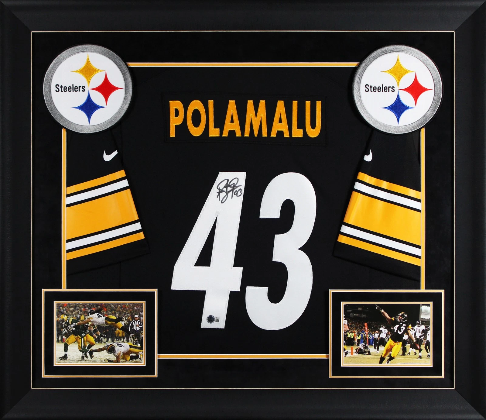 Steelers Troy Polamalu Signed Black Nike Limited Framed Jersey BAS Witnessed