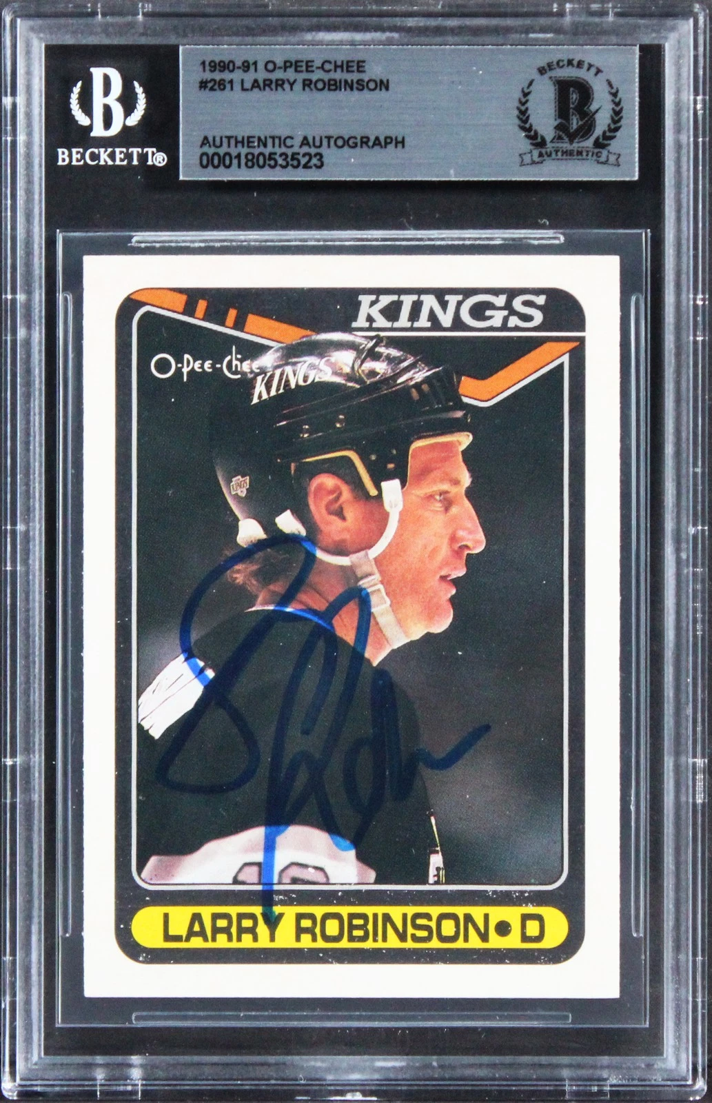 Kings Larry Robinson Authentic Signed 1990 O-Pee-Chee #261 Card BAS Slabbed