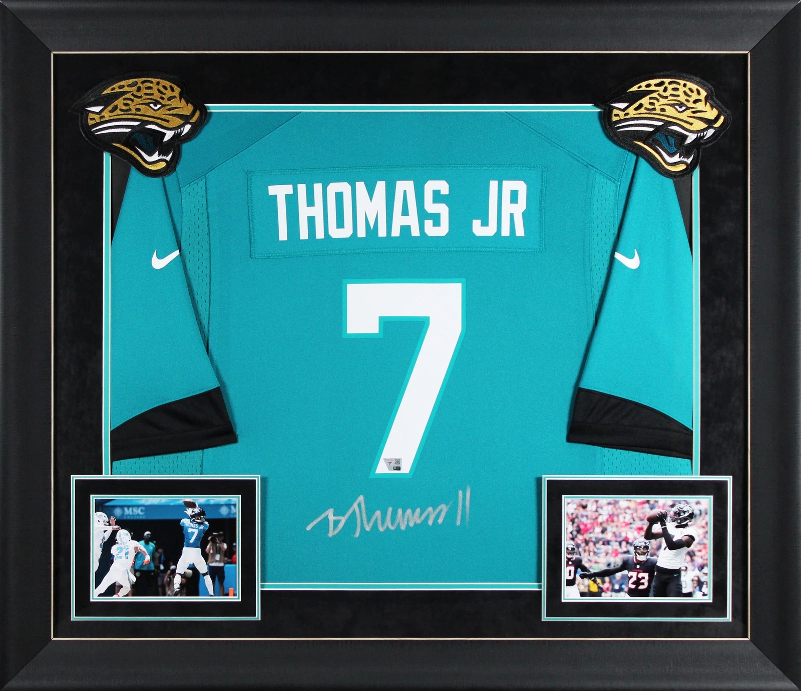 Jaguars Brian Thomas Jr. Authentic Signed Teal Nike Game Framed Display Fanatics