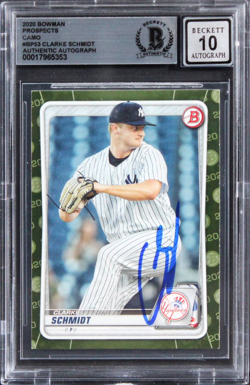 Royals Clarke Schmidt Signed 2020 Bowman PC #BP53 Card Auto 10! BAS Slabbed