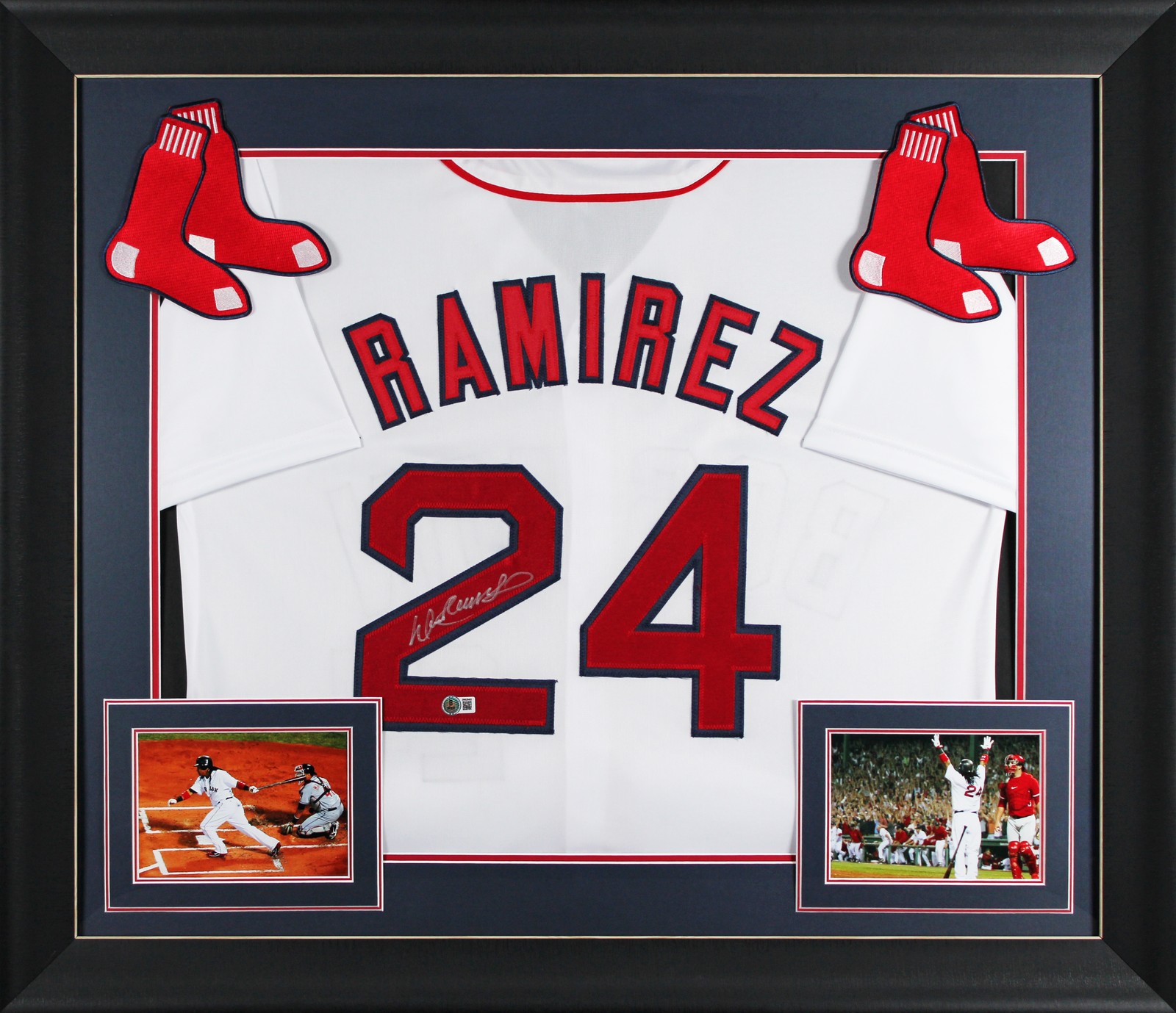 Manny Ramirez Authentic Signed White Pro Style Framed Jersey BAS Witnessed