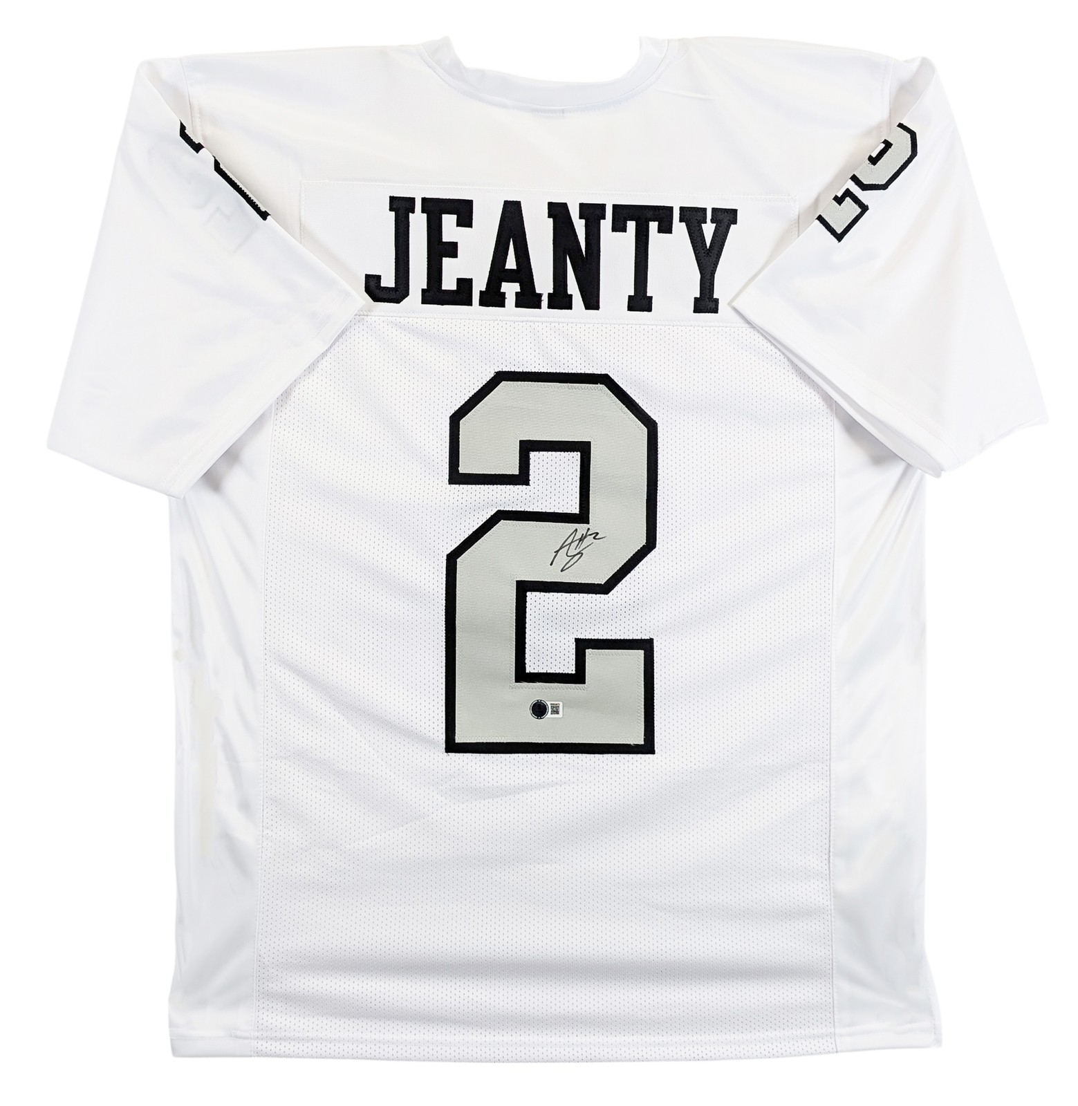 Ashton Jeanty Authentic Signed White Color Rush Pro Style Jersey BAS Witnessed