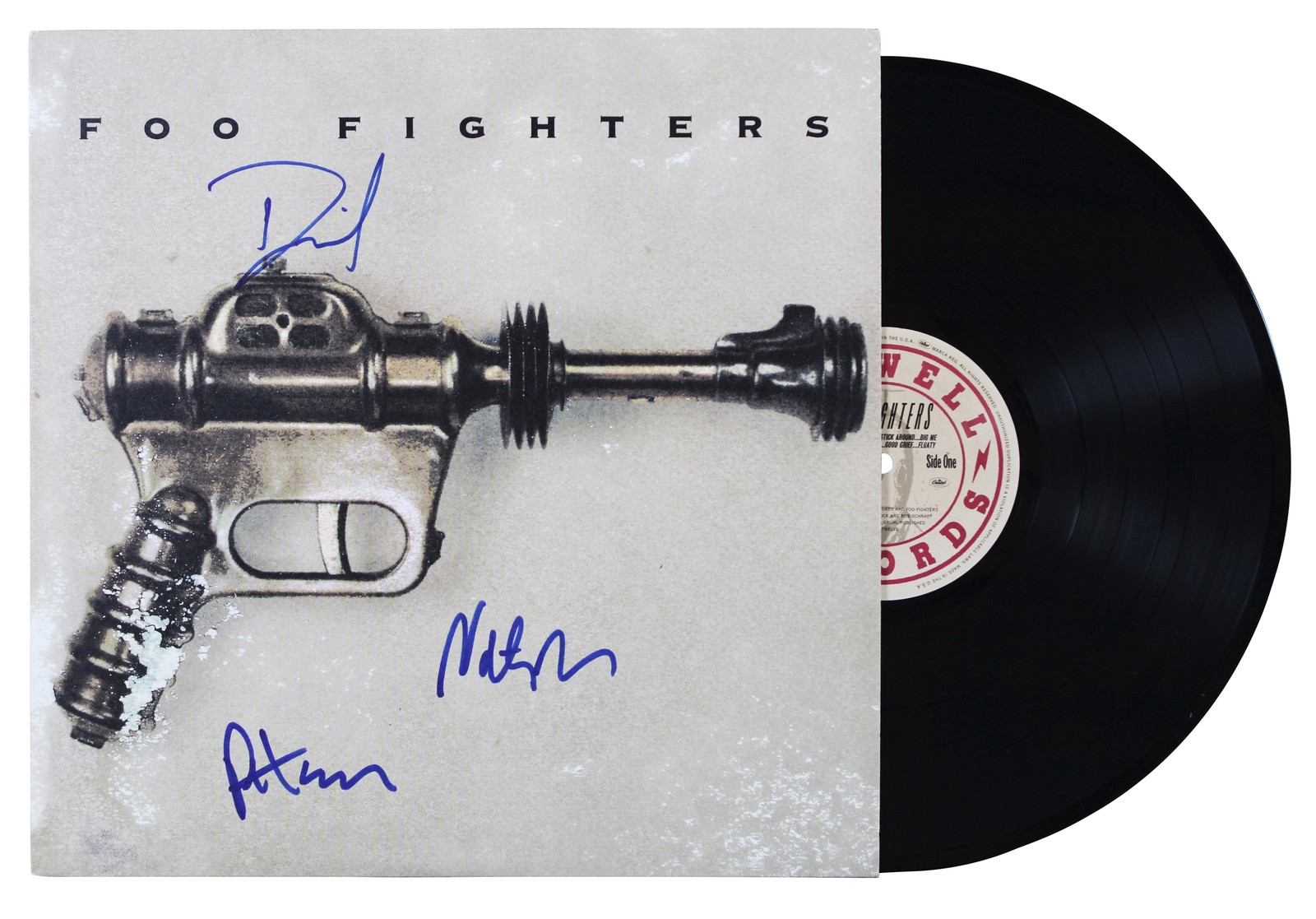 Foo Fighters (3) Grohl, Smear, & Mendel Signed Album Cover W/ Vinyl BAS #AE02796
