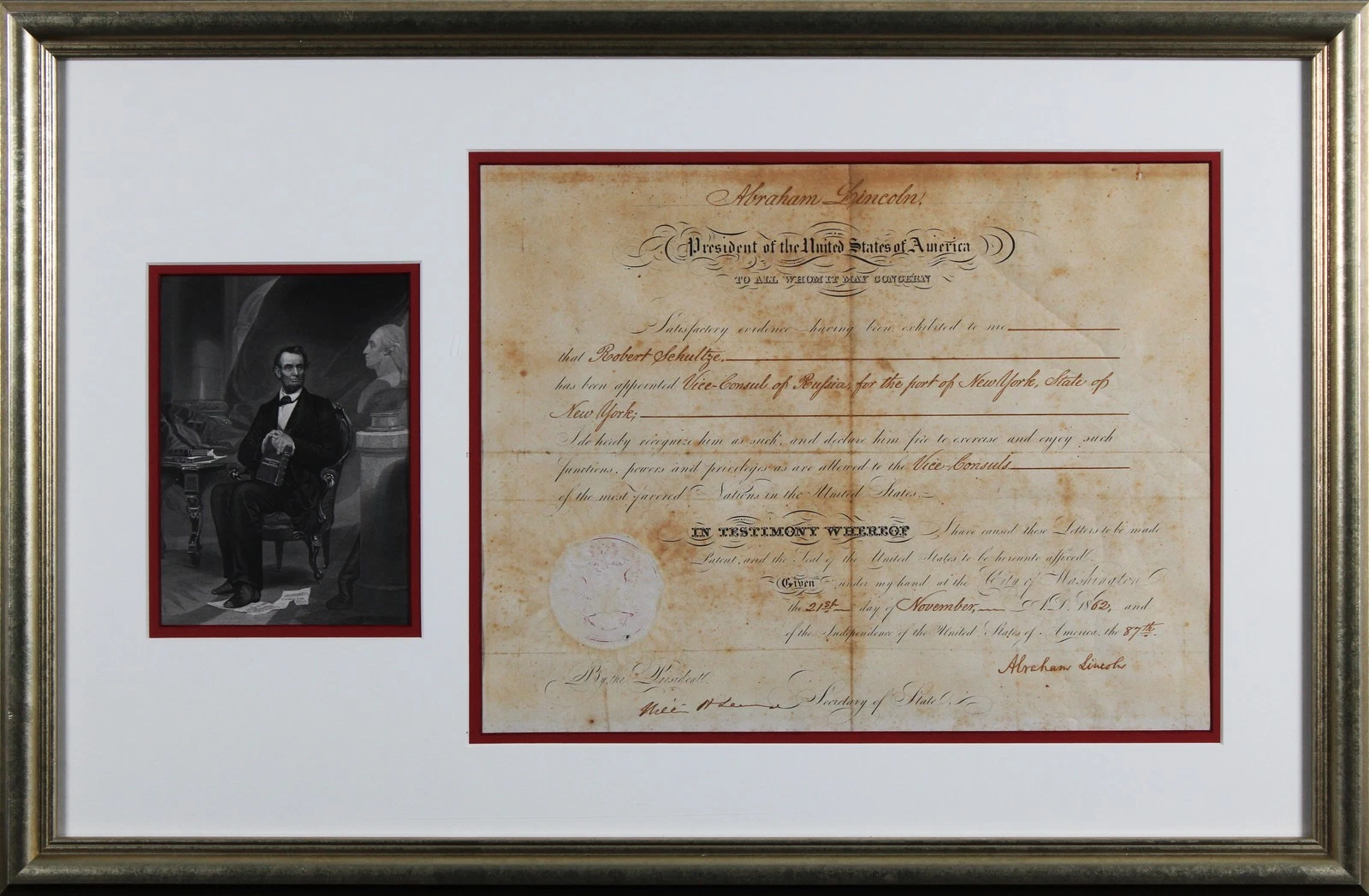 Abraham Lincoln Signed & Framed 12x15 1862 Appointment Document BAS #AE13665