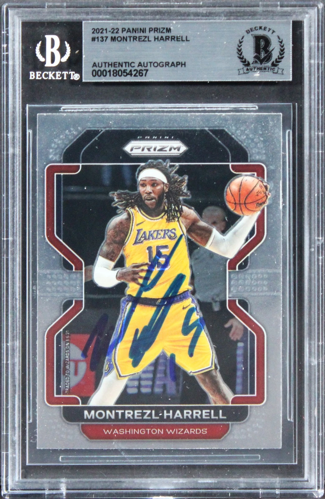 Wizards Montrezl Harrell Signed 2021 Panini Prizm #137 Card BAS Slabbed