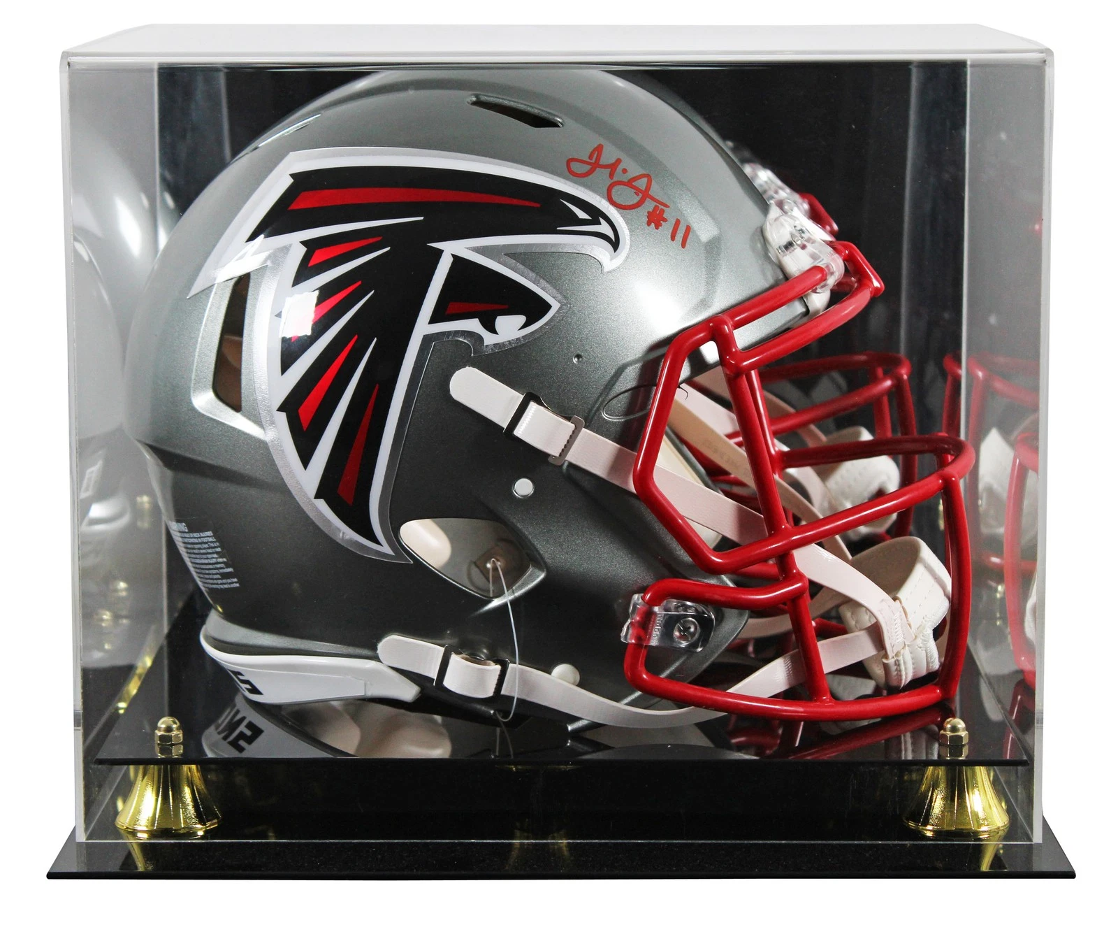 Falcons Julio Jones Signed Flash Full Size Speed Proline Helmet W/ Case BAS Wit