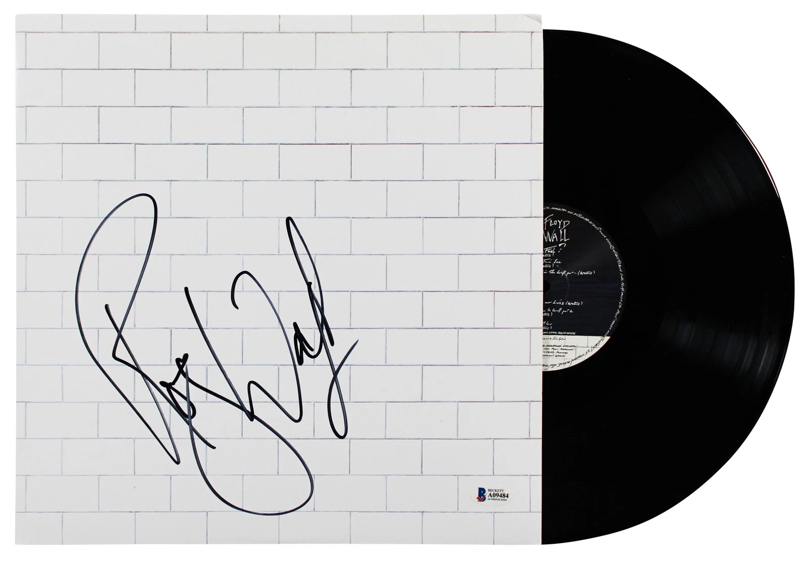 Roger Waters Pink Floyd Signed The Wall Album Cover W/ Vinyl BAS #A09484