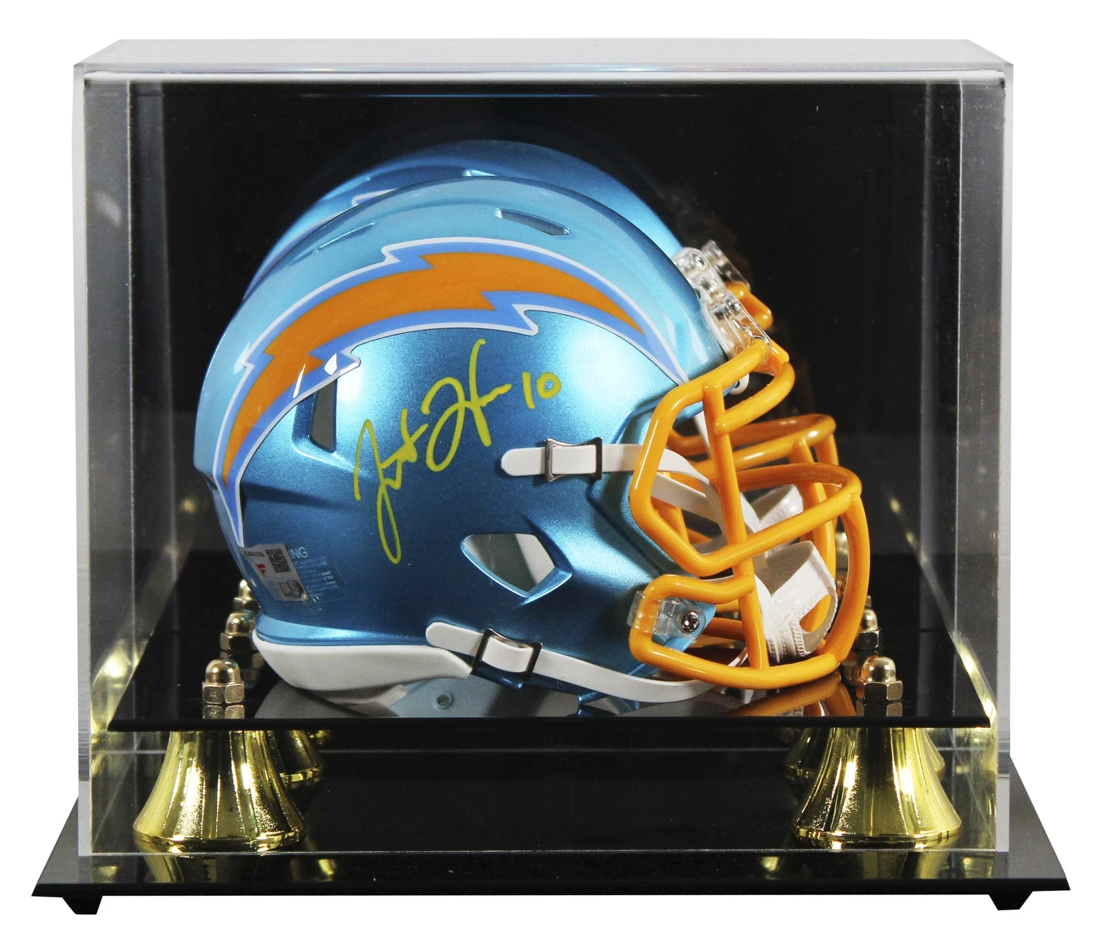 Chargers Justin Herbert Signed Flash Speed Mini Helmet W/ Case Fanatics