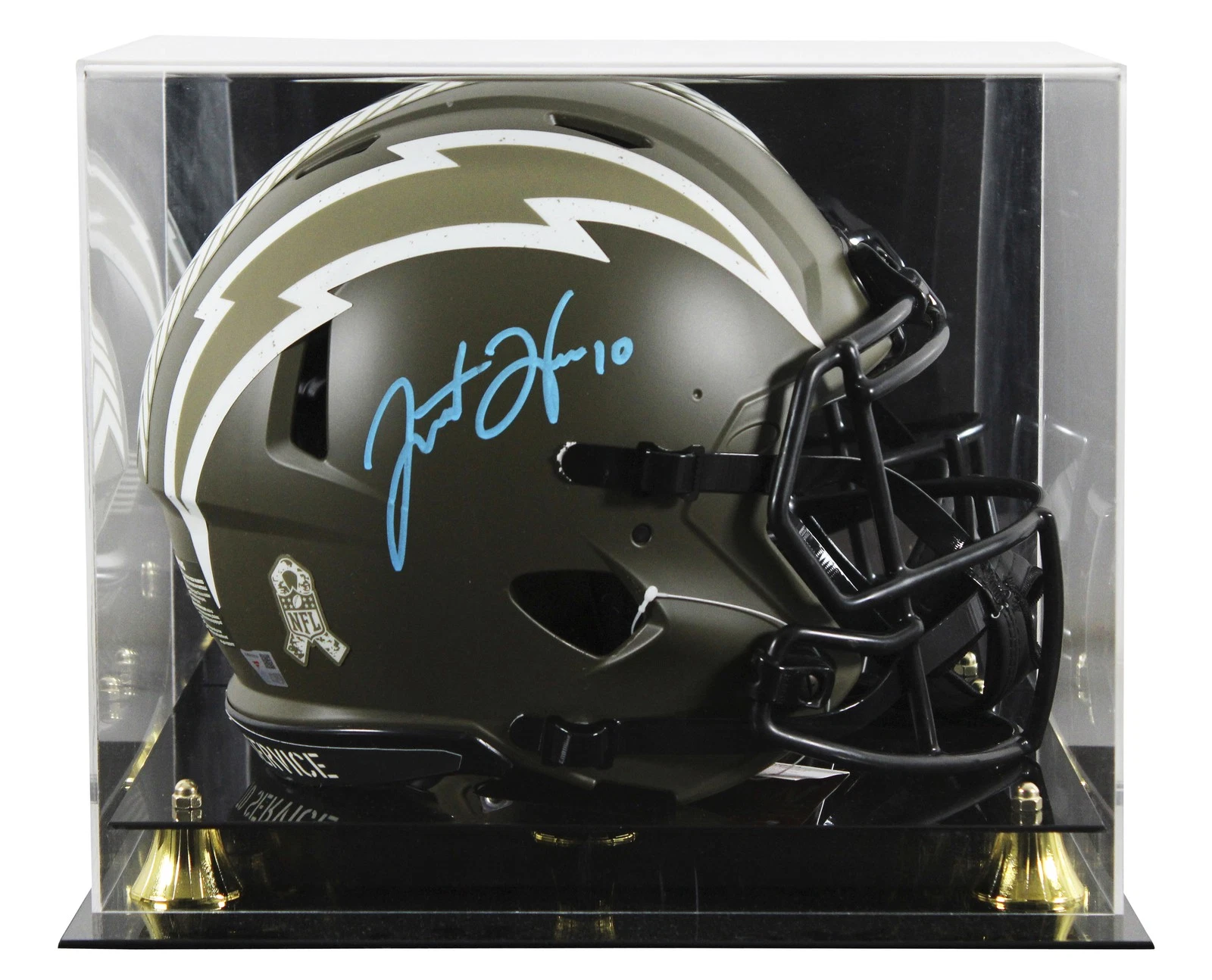 Chargers Justin Herbert Signed STS F/S Speed Proline Helmet W/ Case Fanatics