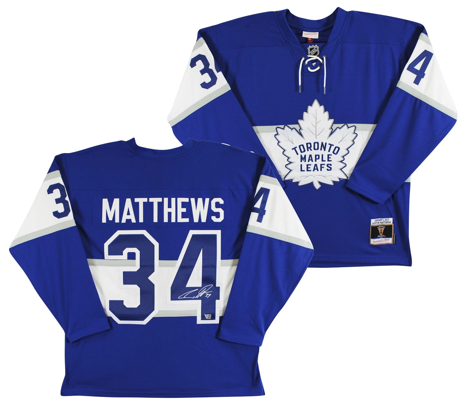 Maple Leafs Auston Matthews Signed Blue Vintage M&N Throwback Jersey Fanatics