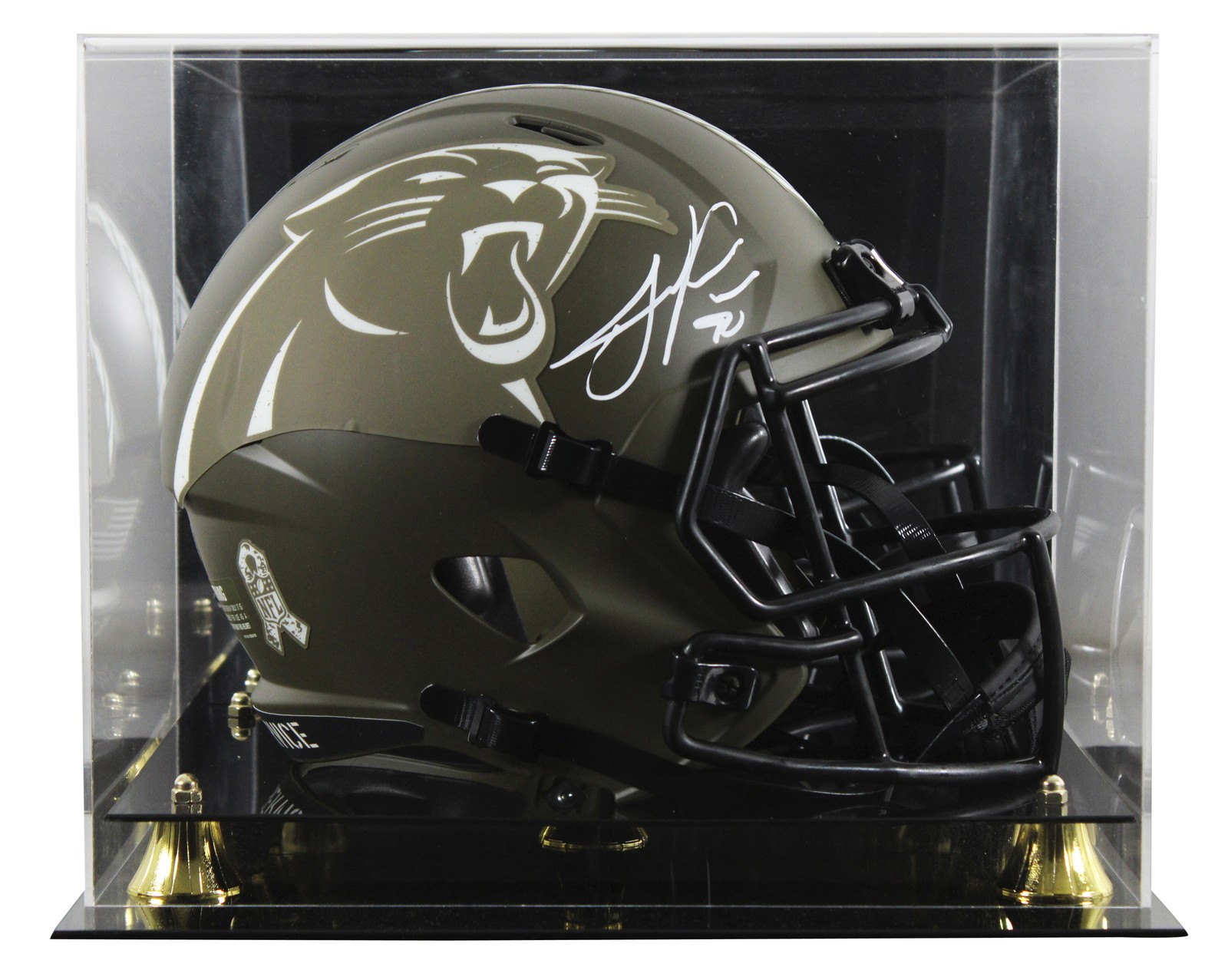 Panthers Julius Peppers Signed STS Full Size Speed Rep Helmet W/ Case BAS Wit