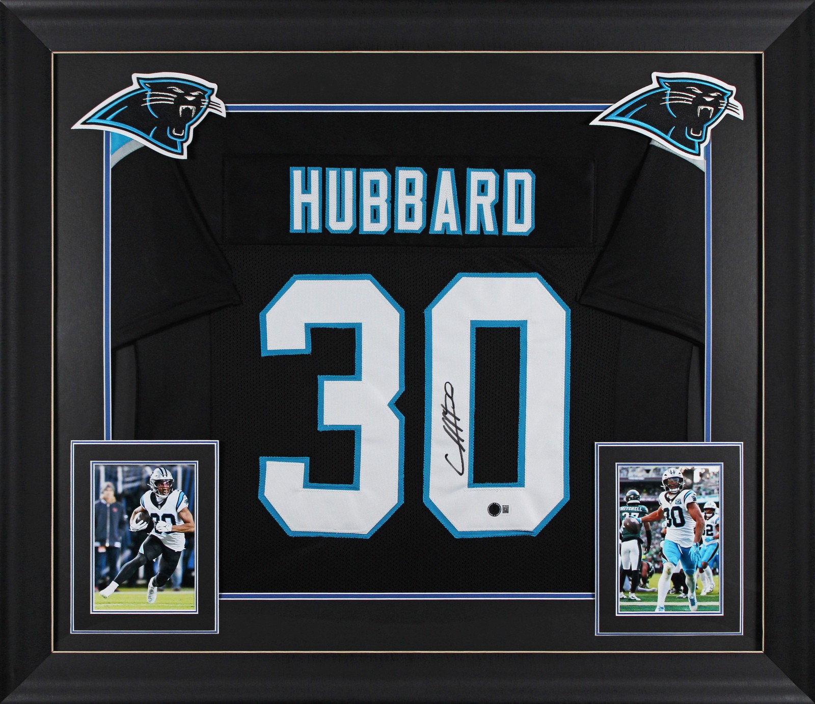 Chuba Hubbard Authentic Signed Black Pro Style Framed Jersey BAS Witnessed