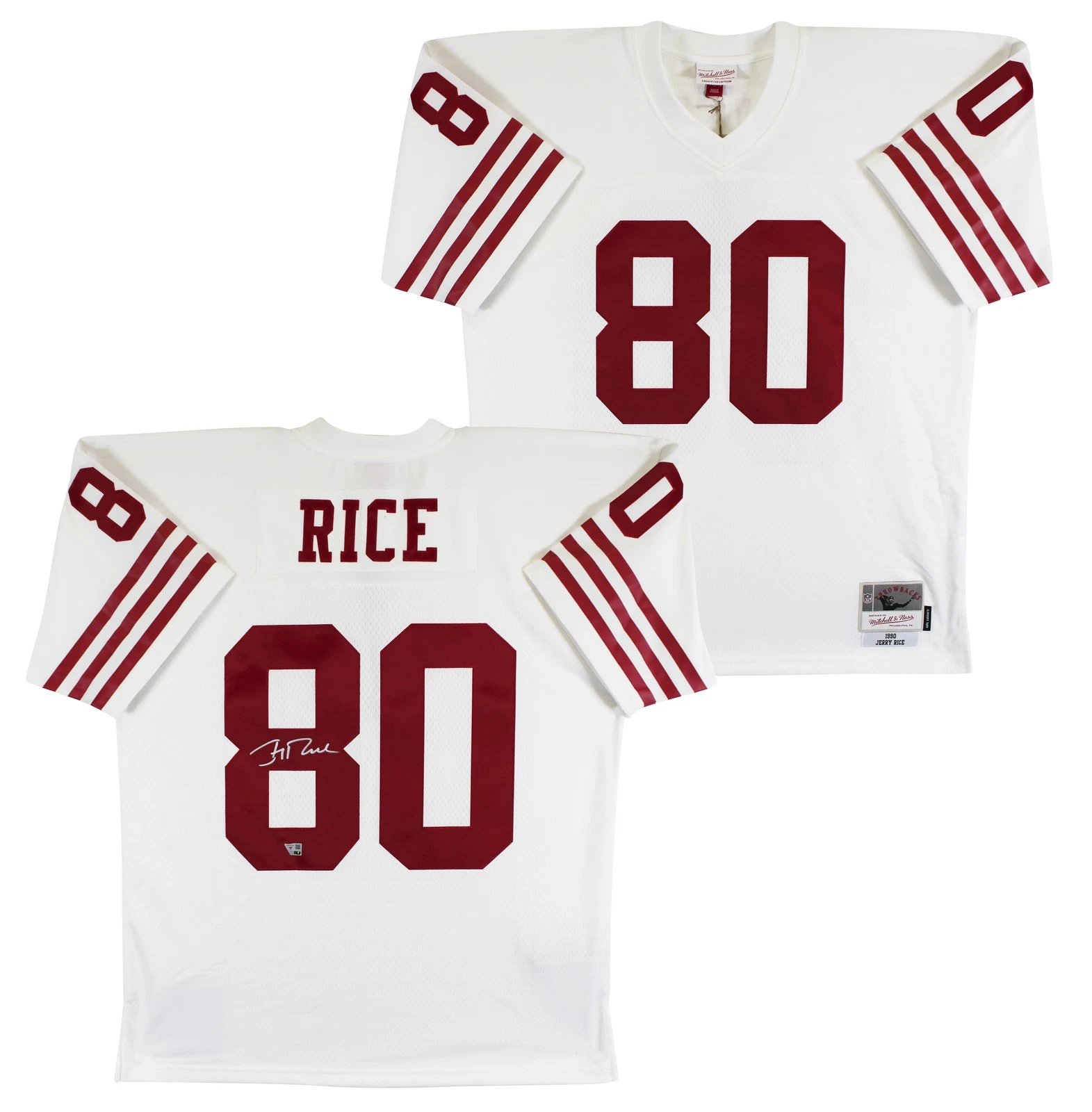 49ers Jerry Rice Authentic Signed White Mitchell & Ness Jersey Fanatics