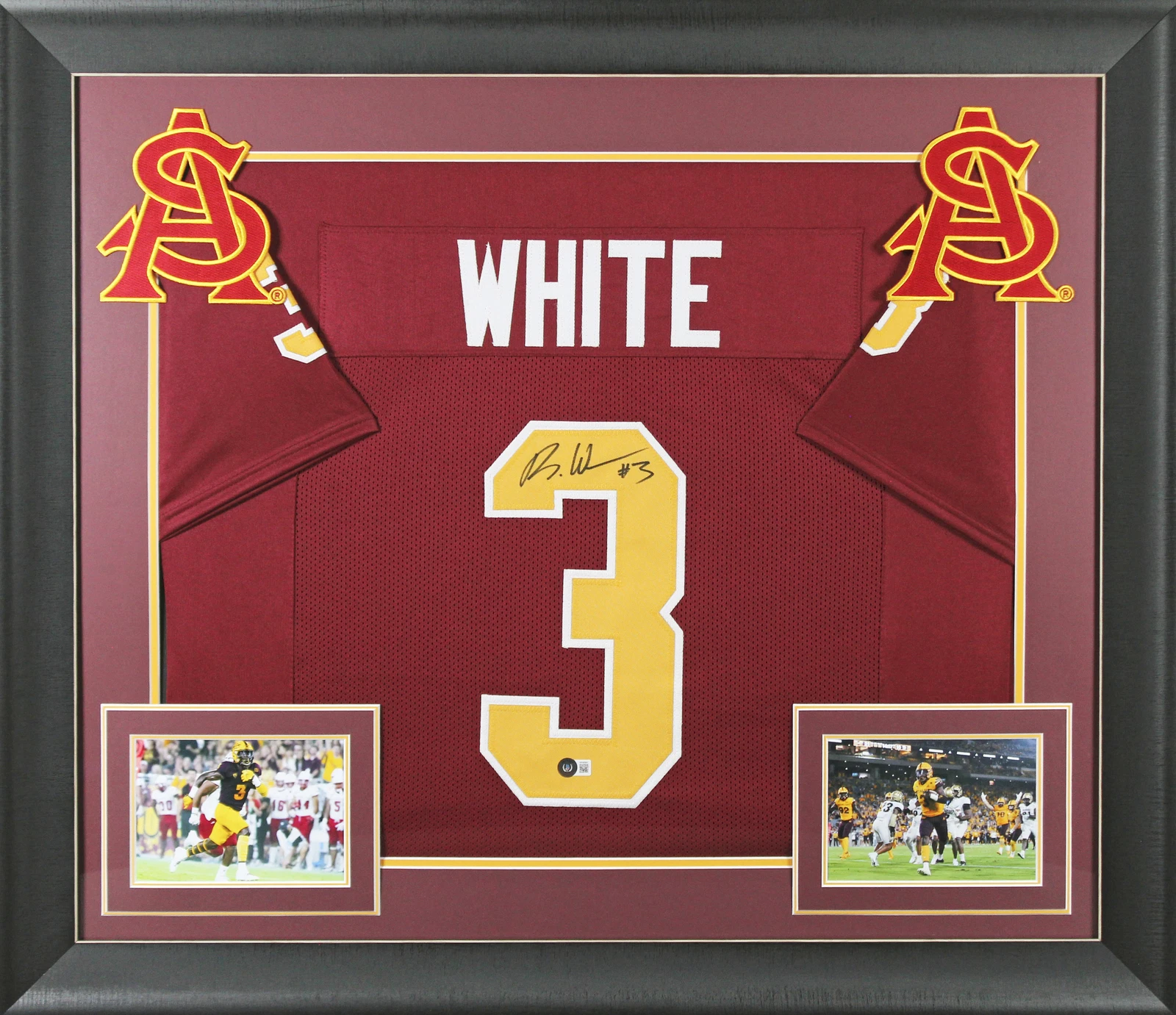 ARIZONA STATE RACHAAD WHITE SIGNED MAROON PRO STYLE FRAMED JERSEY BAS WITNESSED COLLECTIBLE MEMORABILIA