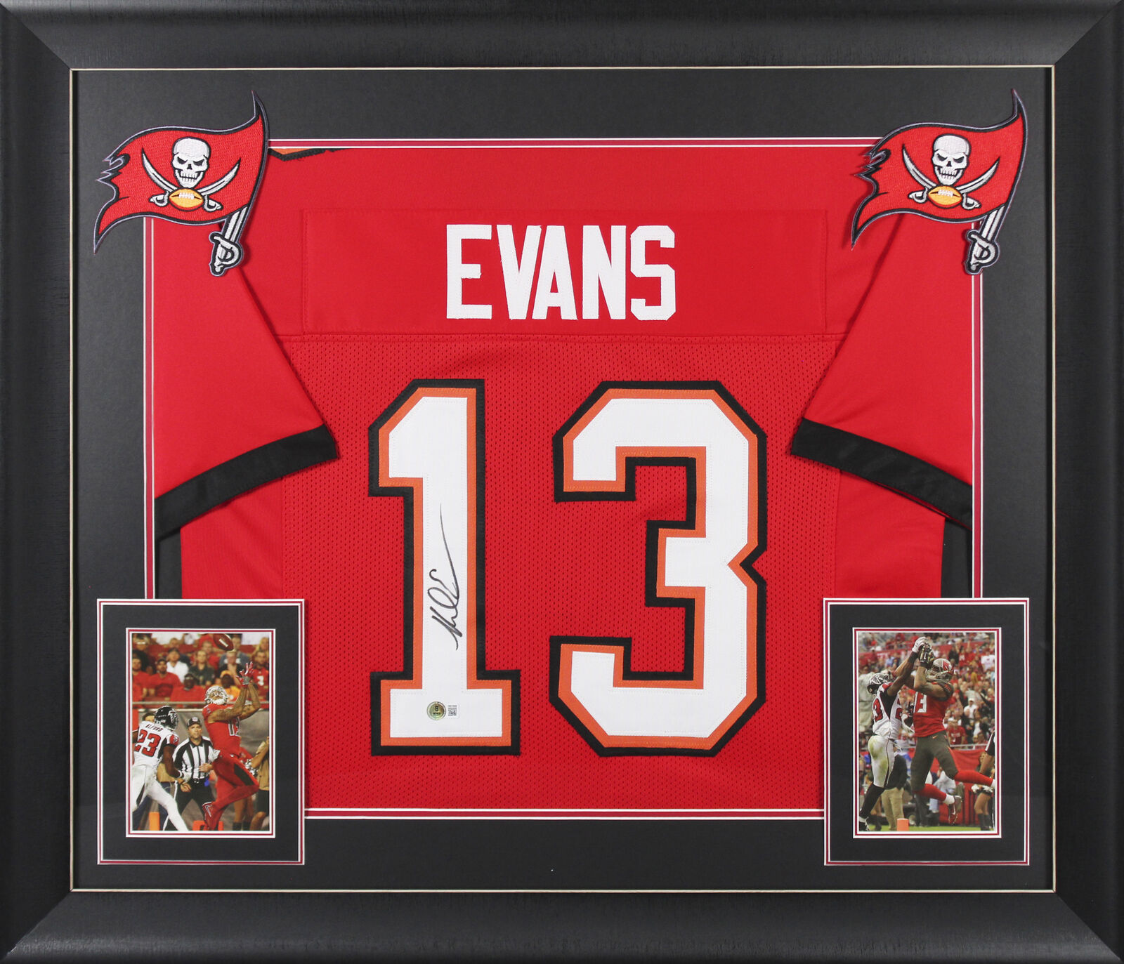 Mike Evans Authentic Signed Red Pro Style Framed Jersey BAS Witnessed 2