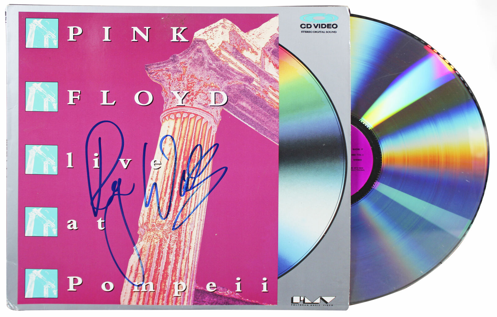 Roger Waters Pink Floyd Signed Live At Pompeii Laserdisc Cover BAS #AD43136
