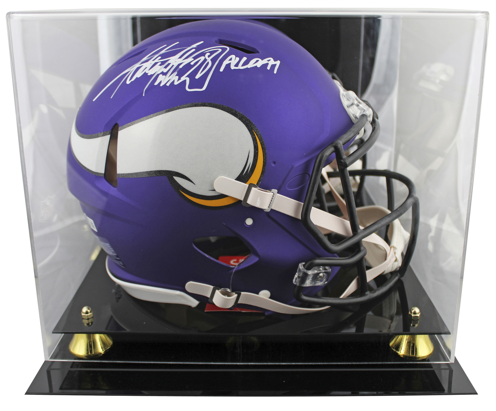 VIKINGS ADRIAN PETERSON “ALL DAY” SIGNED F/S SPEED PROLINE HELMET W/ CASE BAS W COLLECTIBLE MEMORABILIA