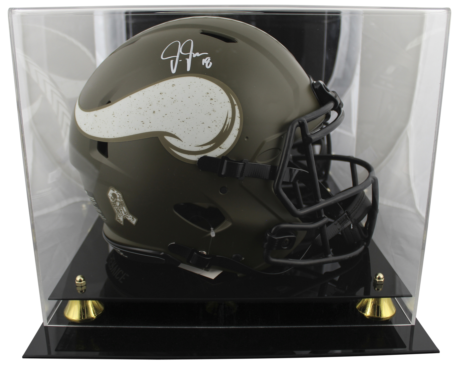 VIKINGS JUSTIN JEFFERSON SIGNED STS F/S SPEED PROLINE HELMET W/ CASE BAS WITNESS COLLECTIBLE MEMORABILIA
