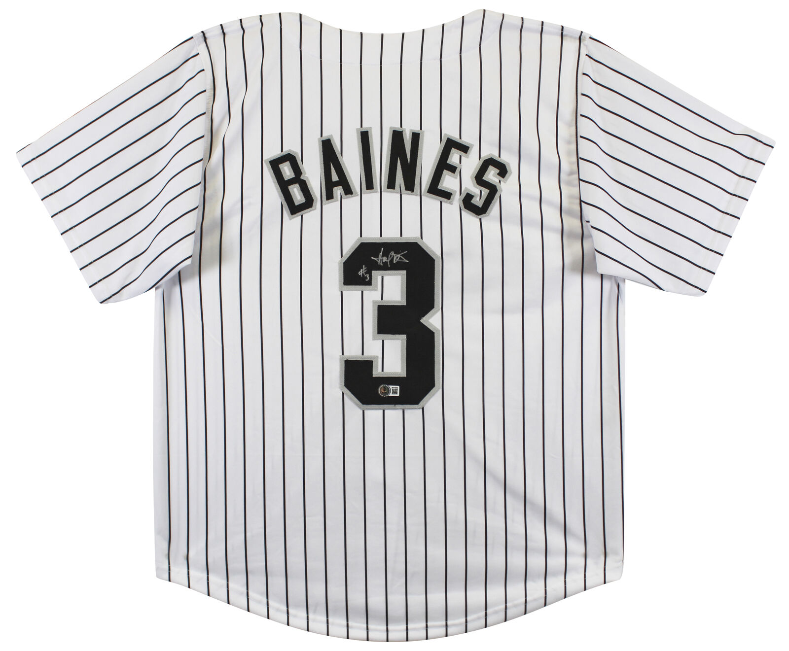Harold Baines Authentic Signed White Pro Style Jersey Autographed BAS Witnessed