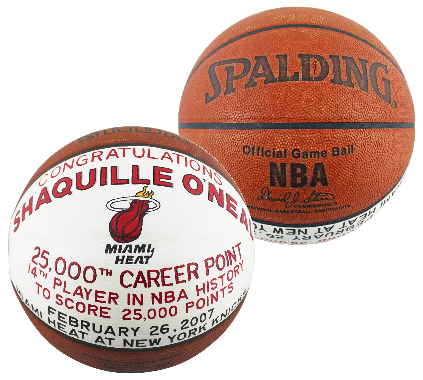 Shaquille O'Neal Game Used 25,000 Career Pts Scored Game Spalding NBA Basketball