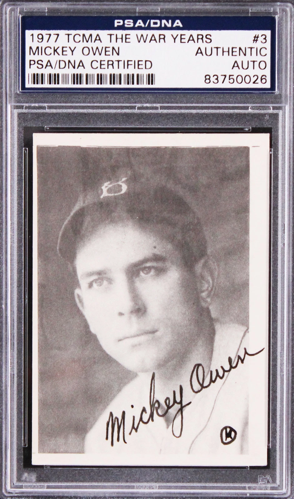 Dodgers Mickey Owen Authentic Signed 1977 TCMA The War Years #3 Card PSA Slab