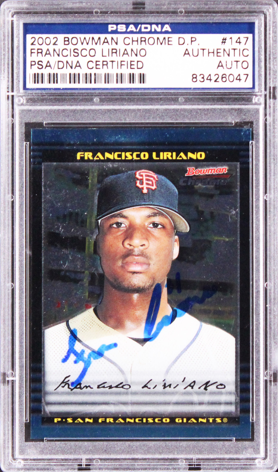 Giants Francisco Liriano Signed 2002 Bowman Chrome #147 Rookie Card PSA/DNA Slab