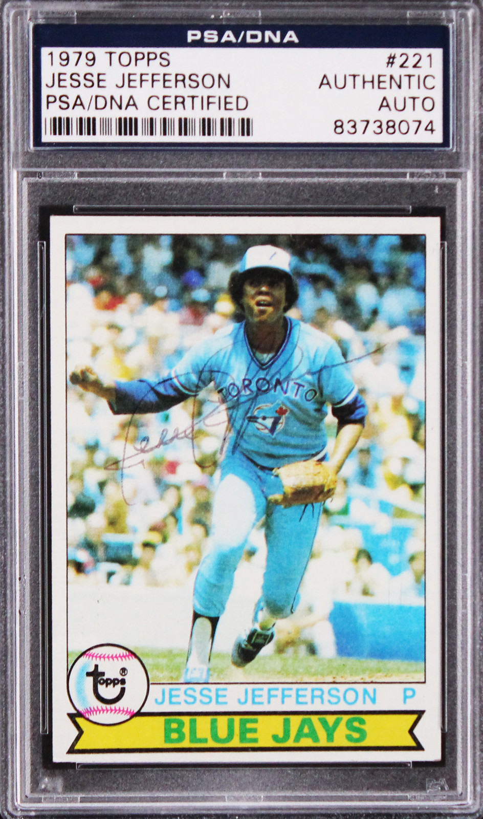 Blue Jays Jesse Jefferson Authentic Signed 1979 Topps #221 Card PSA/DNA Slabbed