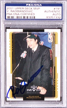 Sonics Vladimir Radmanovic Signed 2001 Upper Deck MVP #191 Rookie Card PSA Slab