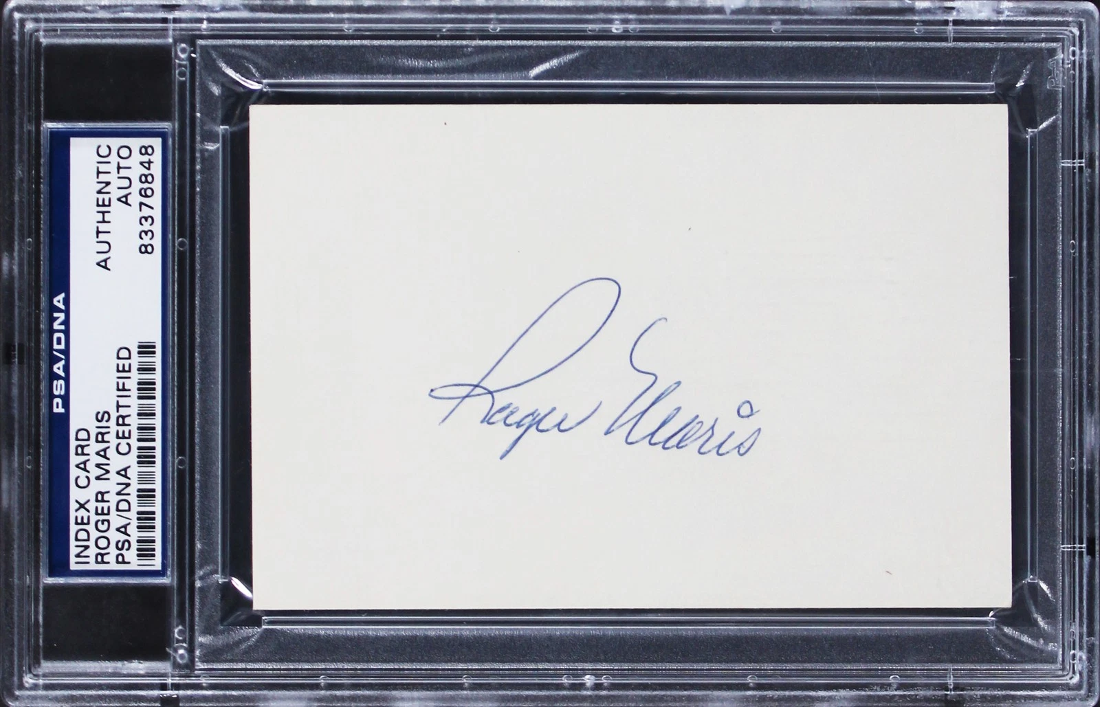 YANKEES ROGER MARIS AUTHENTIC SIGNED 3×5 INDEX CARD AUTOGRAPHED PSA/DNA SLABBED COLLECTIBLE MEMORABILIA
