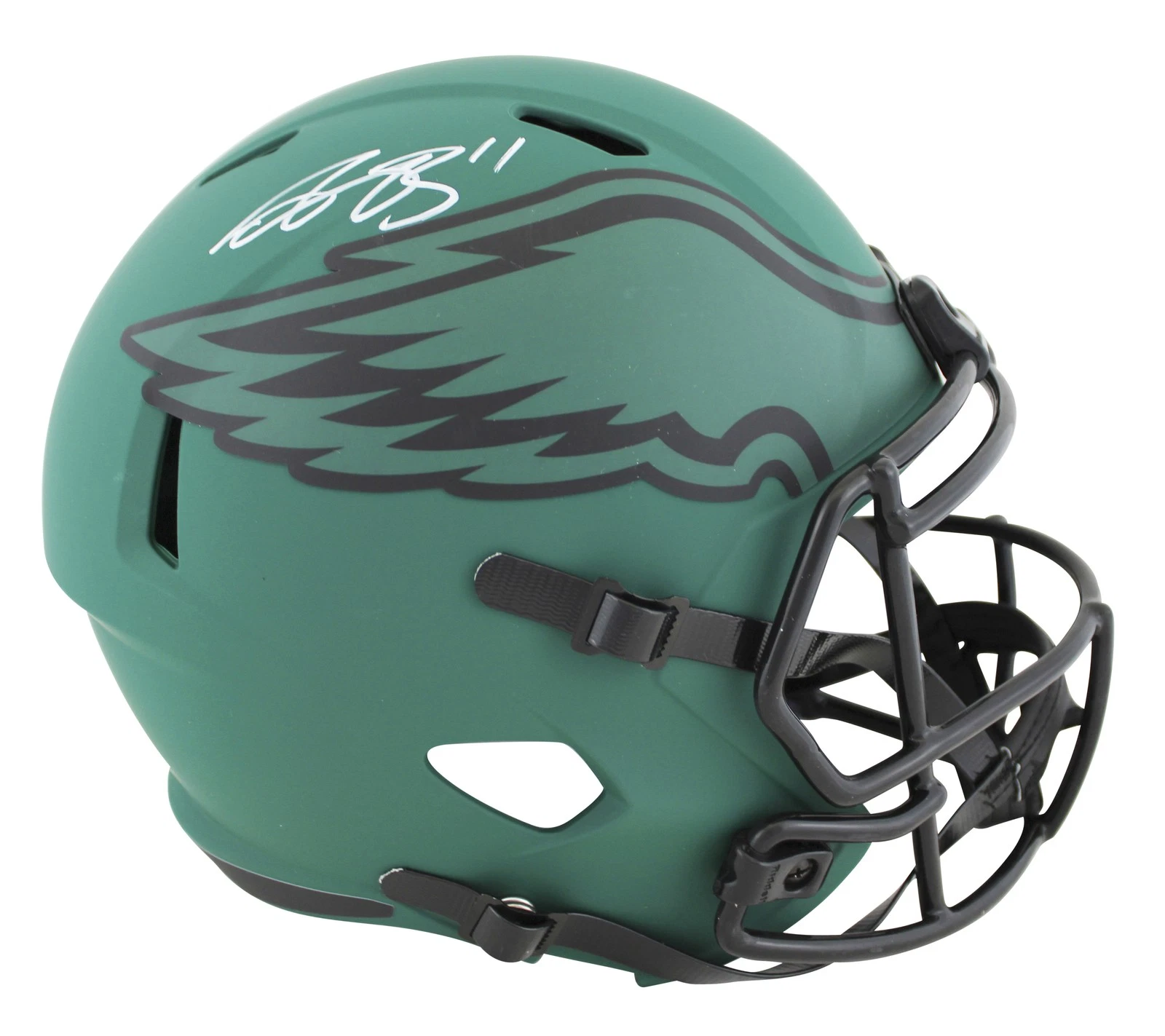 Eagles A.J. Brown Authentic Signed Rave Full Size Speed Rep Helmet BAS Witnessed