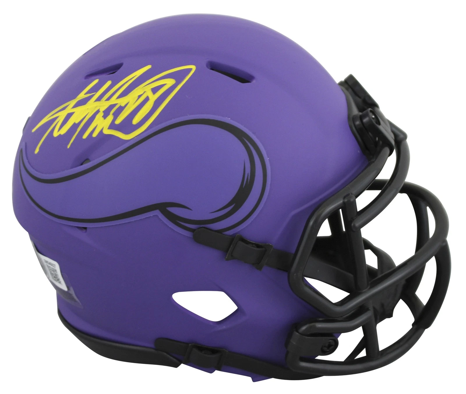 VIKINGS ADRIAN PETERSON AUTHENTIC SIGNED RAVE SPEED MINI HELMET BAS WITNESSED COLLECTIBLE MEMORABILIA