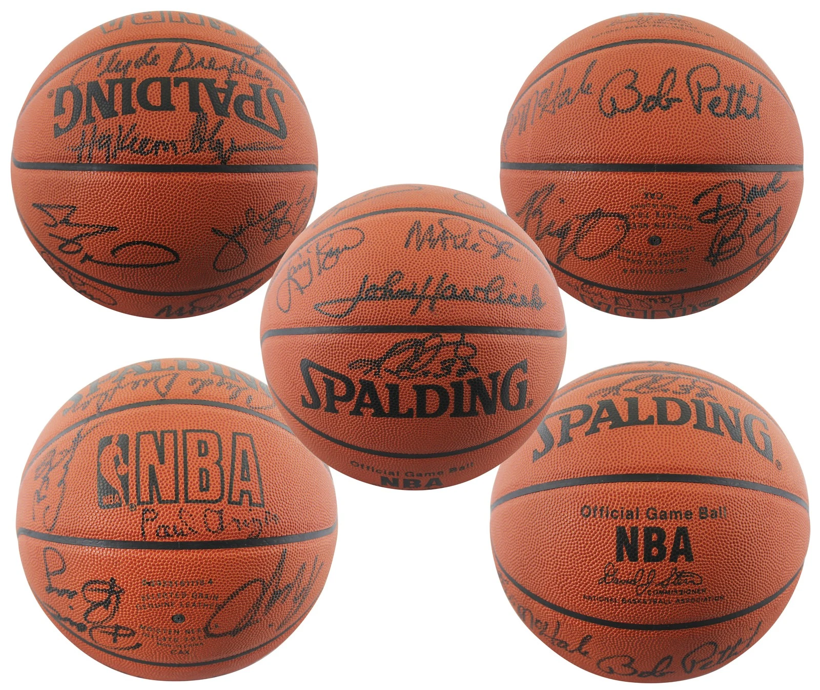 NBA 50 (13) Havelicek, Johnson, Bird, O'Neal Signed NBA Basketball BAS #AE13451