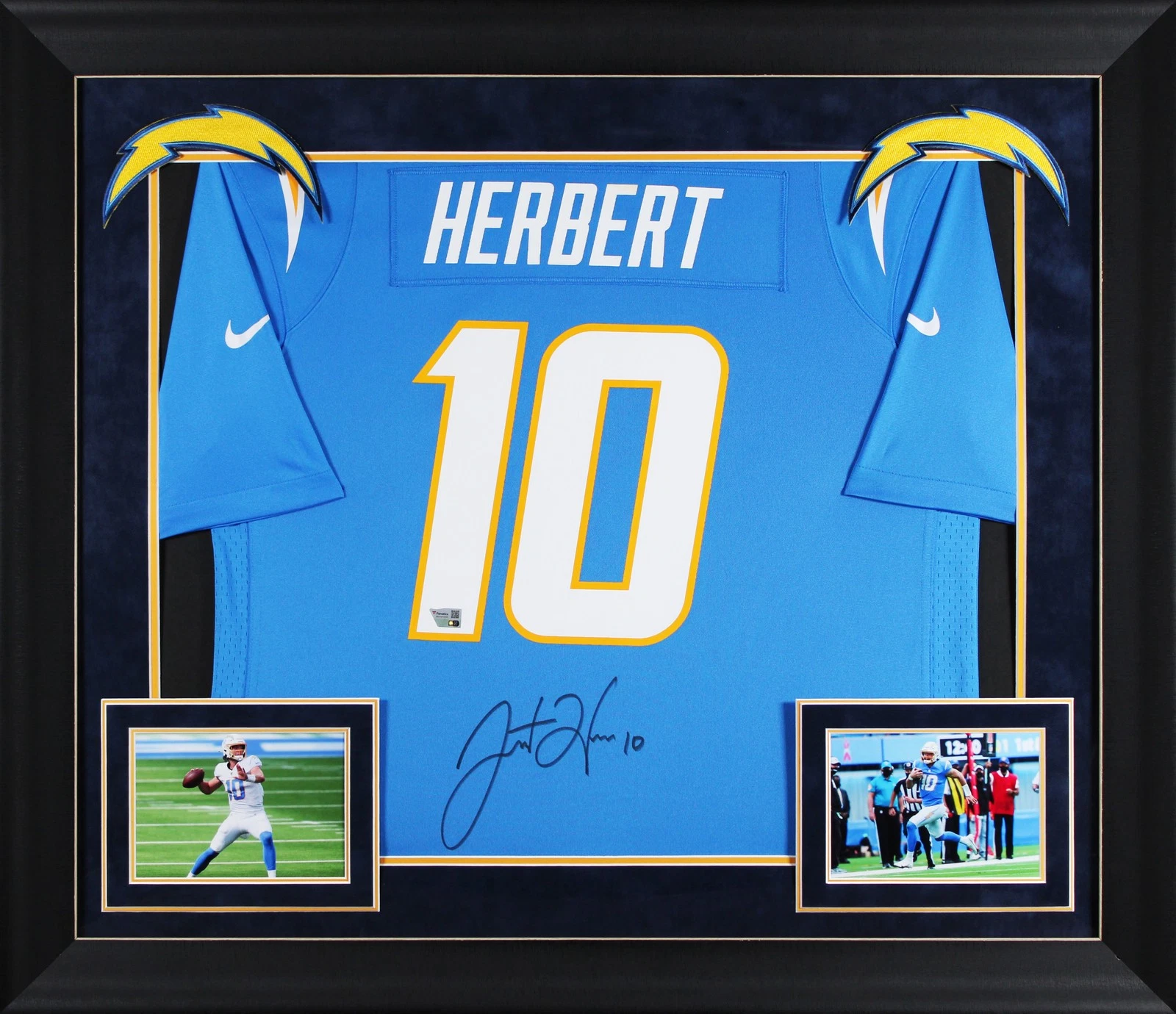Chargers Justin Herbert Signed Powder Blue Nike Game Framed Jersey Fanatics
