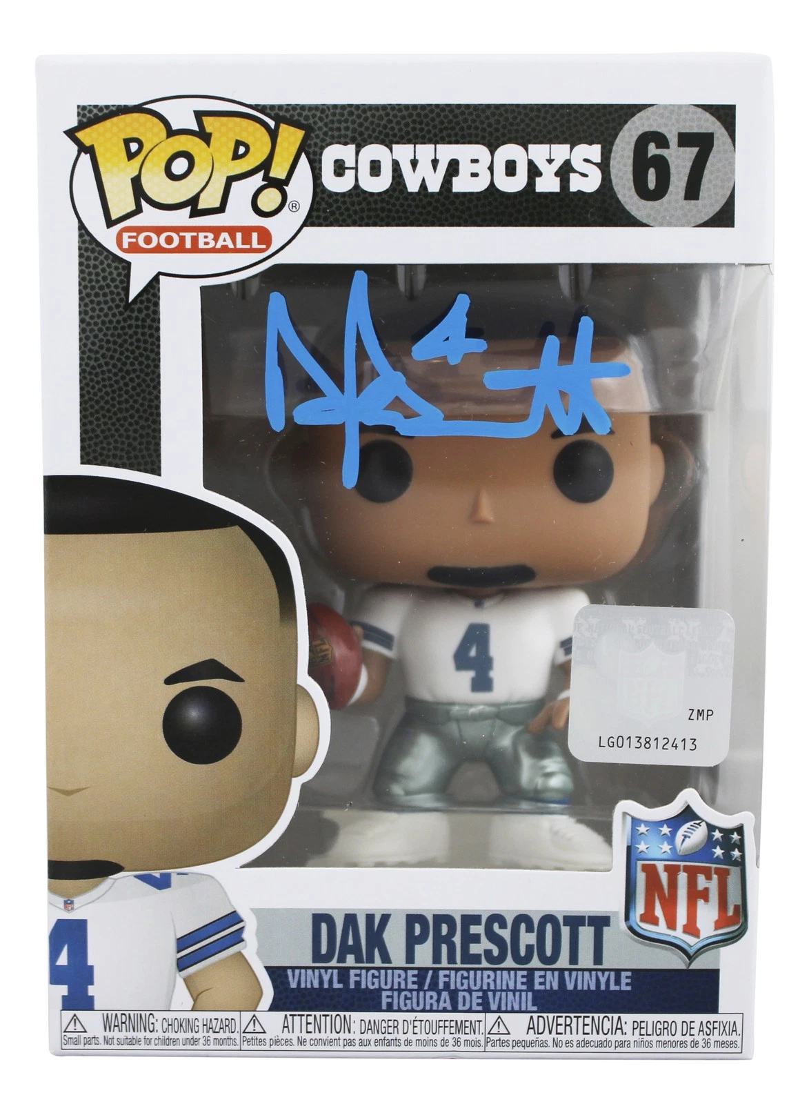 Cowboys Dak Prescott Authentic Signed #67 Funko Pop Vinyl Figure BAS Witnessed
