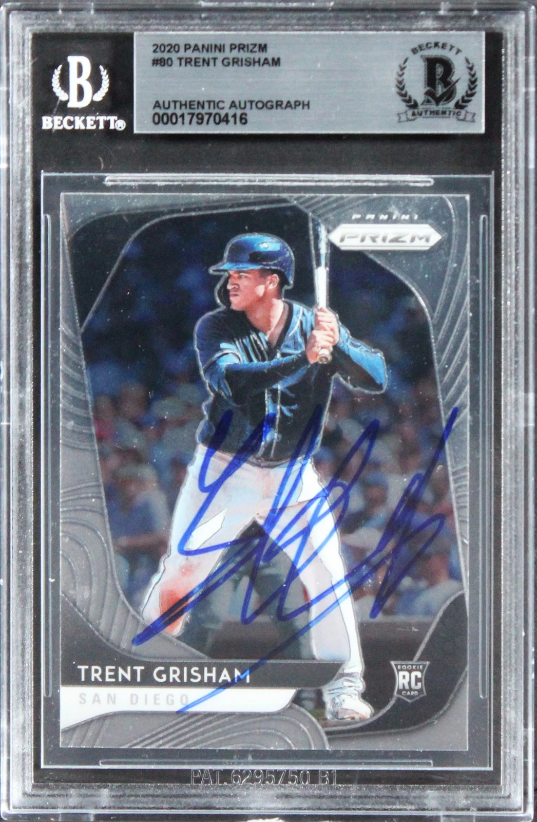 Padres Trent Grisham Authentic Signed 2020 Panini Prizm #80 Card BAS Slabbed