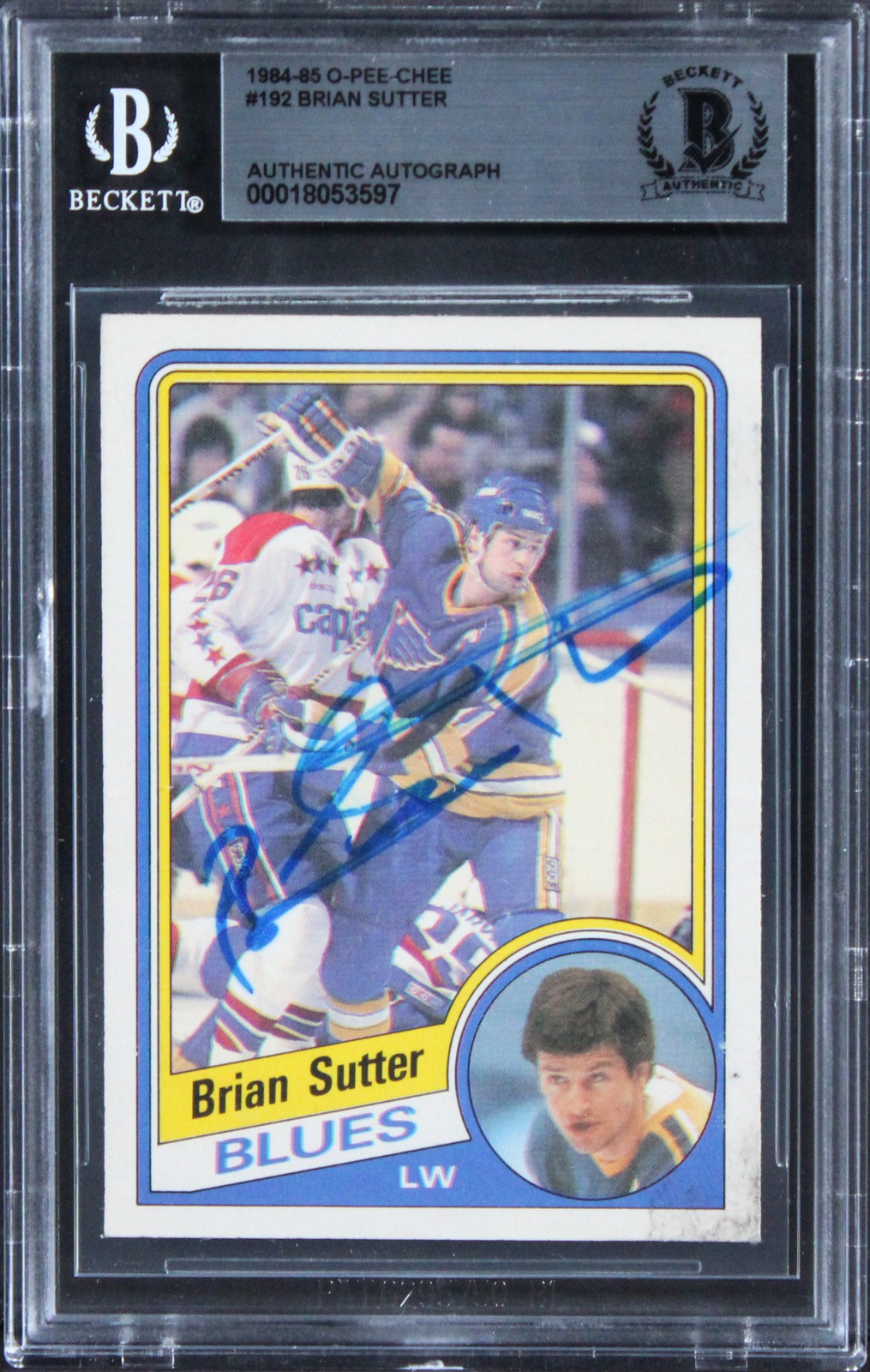 Blues Brian Sutter Authentic Signed 1984 O-Pee-Chee #192 Card BAS Slabbed