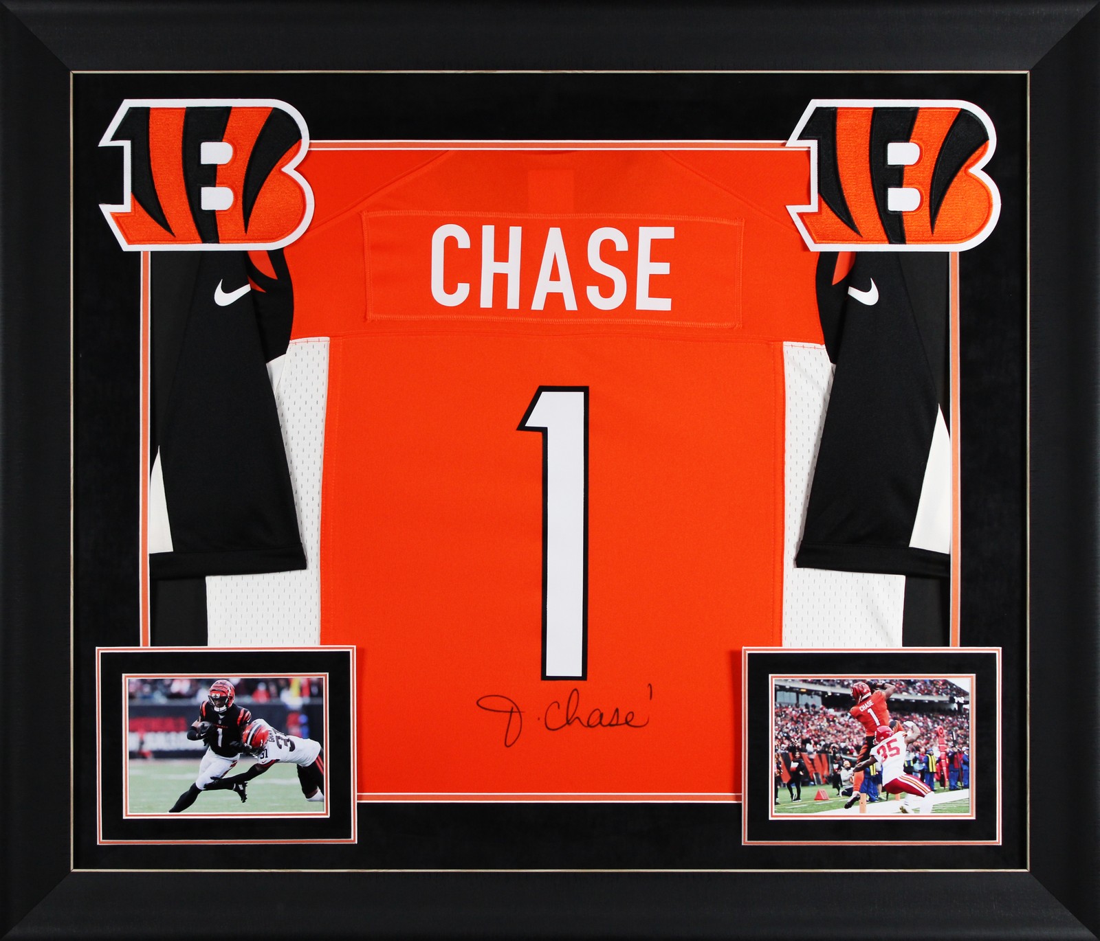 Bengals Ja'Marr Chase Signed Orange TB Nike Game Framed Jersey BAS Witnessed