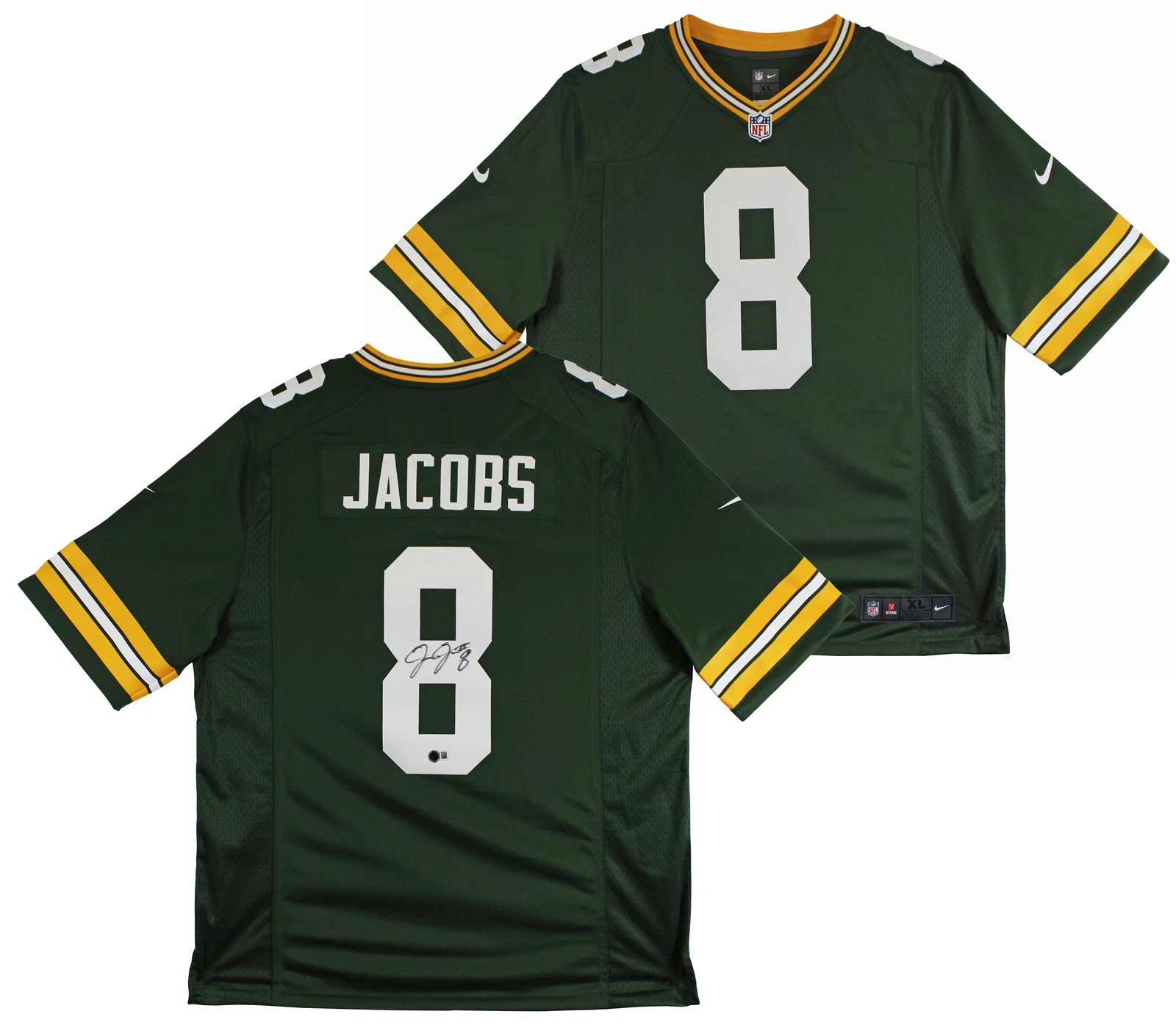 Packers Josh Jacobs Authentic Signed Green Nike Game Jersey BAS Witnessed