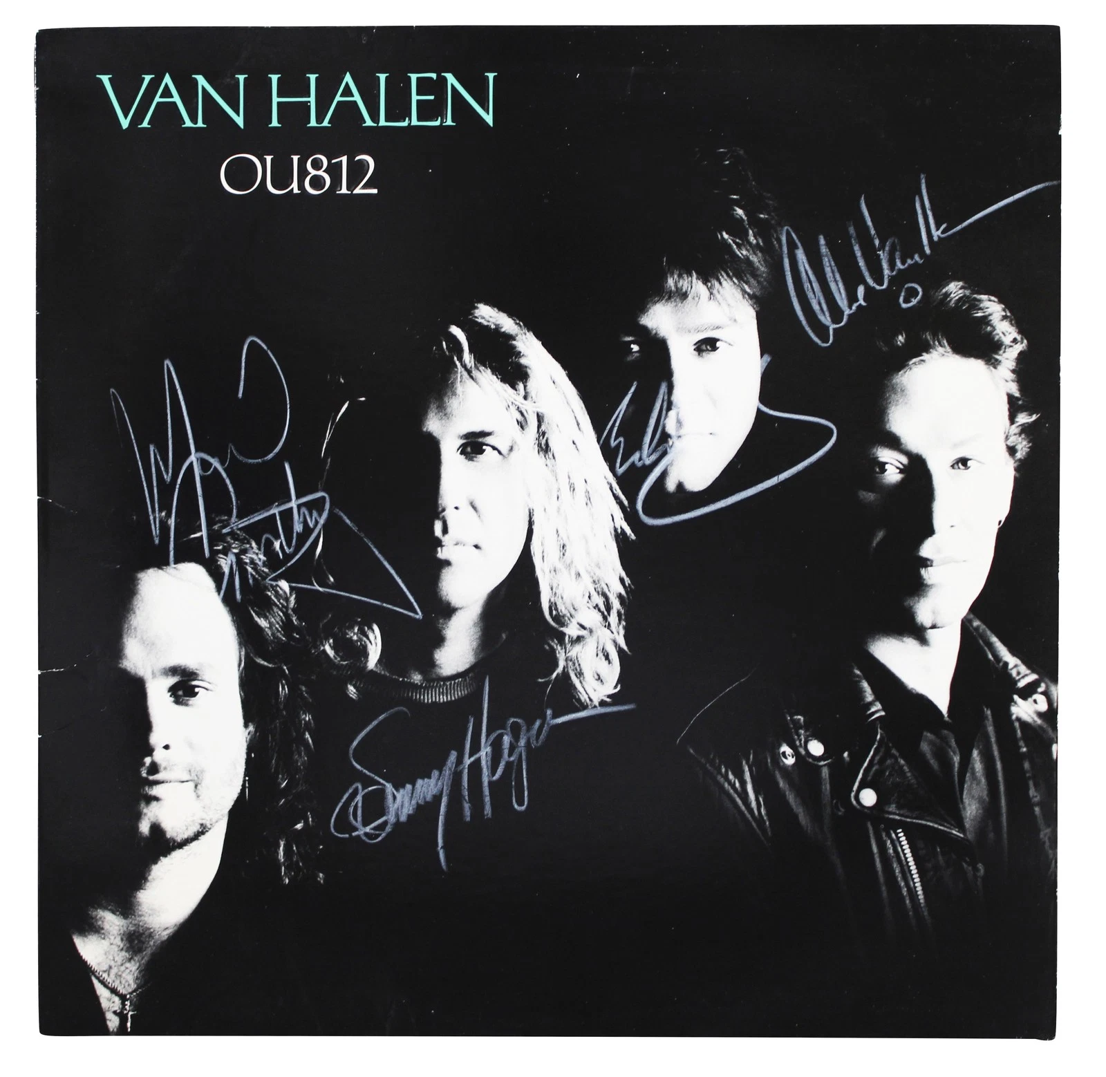 Van Halen (4) Alex, Eddie, Anthony & Hagar Signed OU812 Album Cover BAS #AE40004