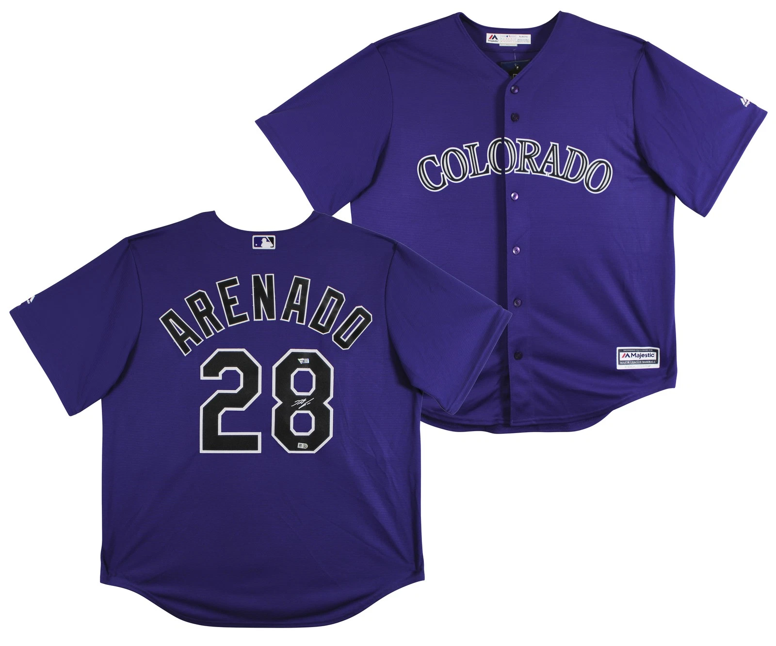 Rockies Nolan Arenado Signed Purple Majestic Cool Base Jersey MLB #VS095919
