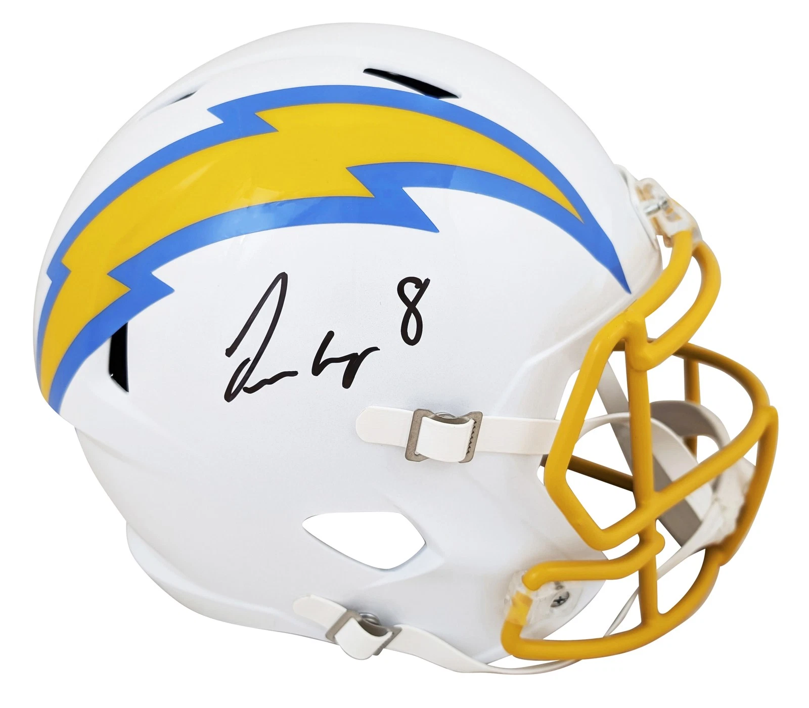 Chargers Omarion Hampton Signed Full Size Speed Rep Helmet BAS Witnessed