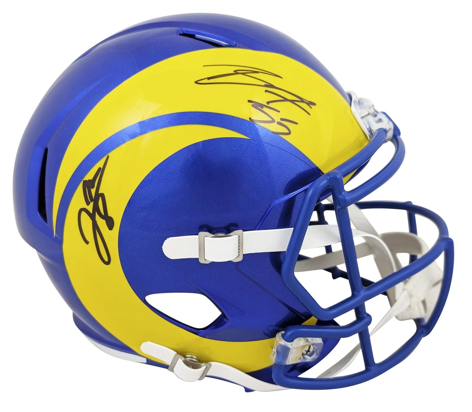 Rams Jared Verse & Braden Fiske Signed Full Size Speed Rep Helmet BAS Witnessed