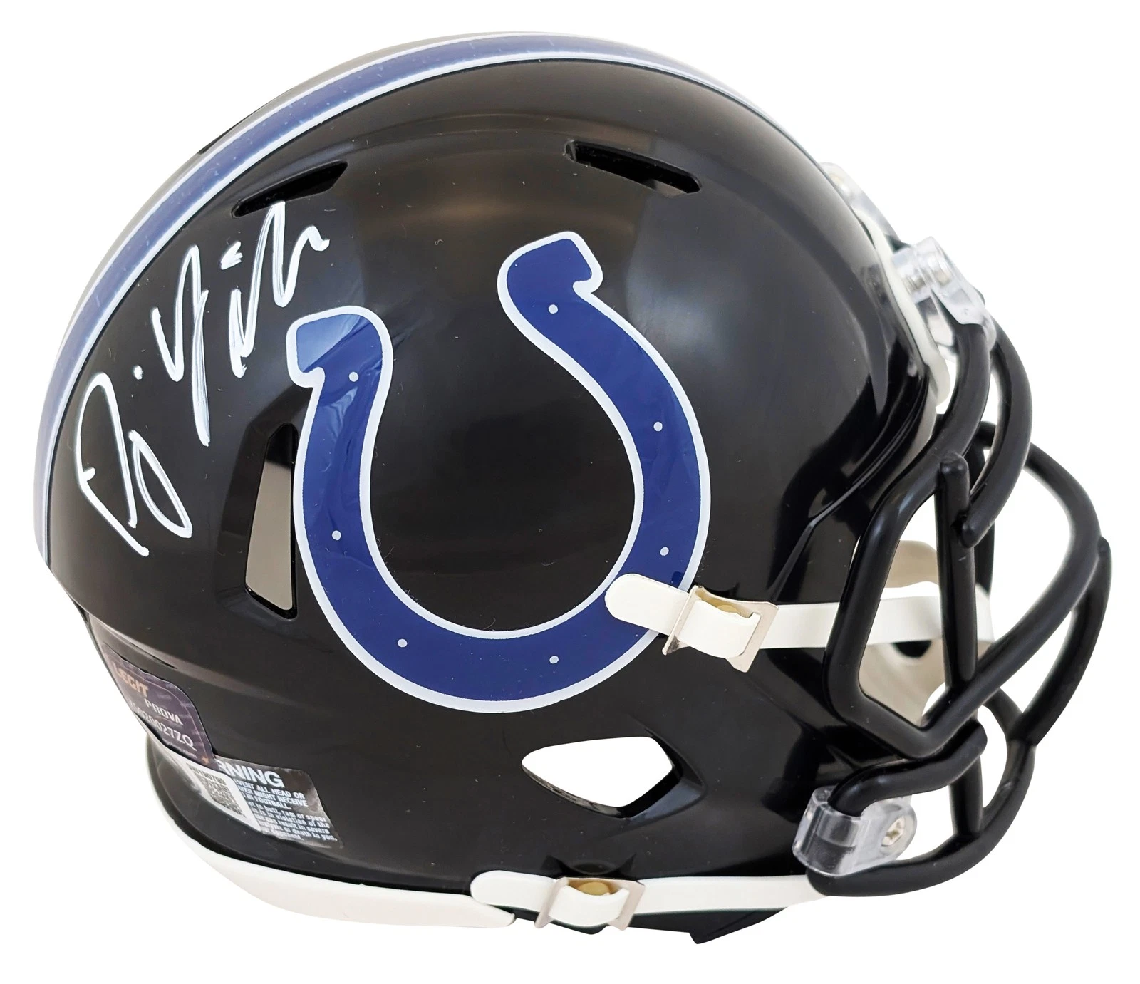 Colts D.J. Giddens Signed 2023 On-Field Alt Speed Mini Helmet BAS Witnessed